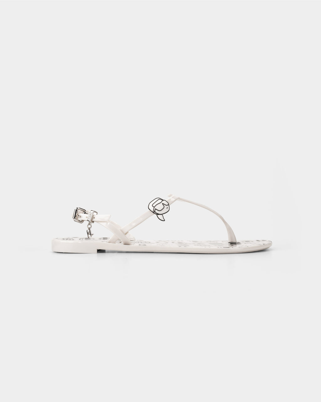 Karl Lagerfeld Ladies Jelly NFT Graffiti Sling White Rubber w/Black | KL80002G-V10