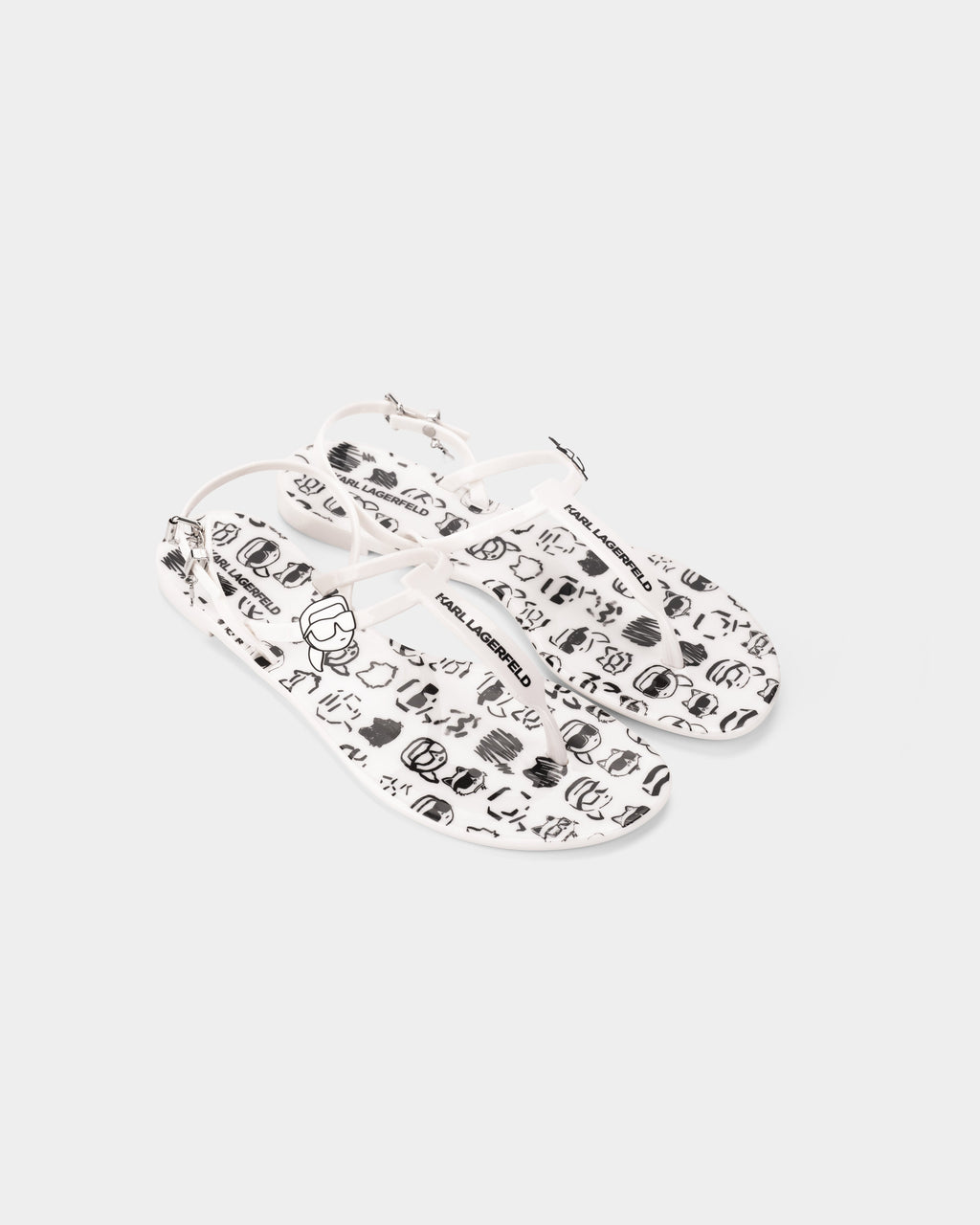 Karl Lagerfeld Ladies Jelly NFT Graffiti Sling White Rubber w/Black | KL80002G-V10