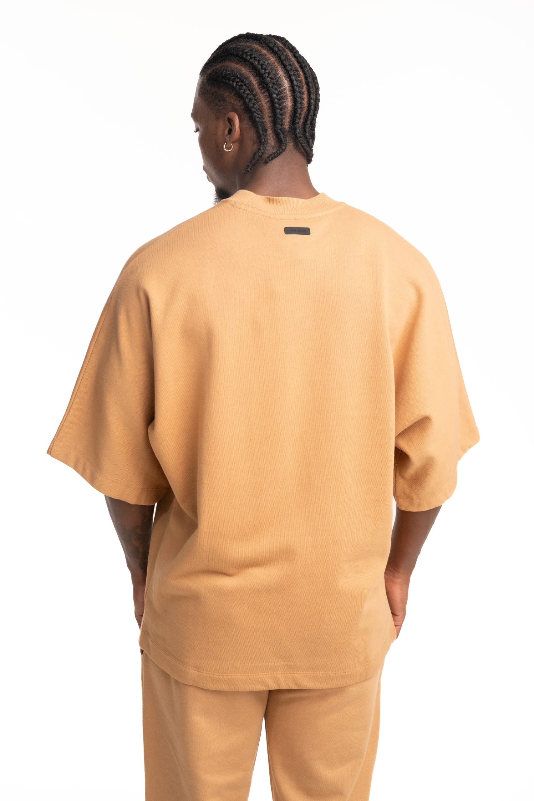 Hydraulics Metal Badge Fleece Super Oversized Fit T Shirt Tan |