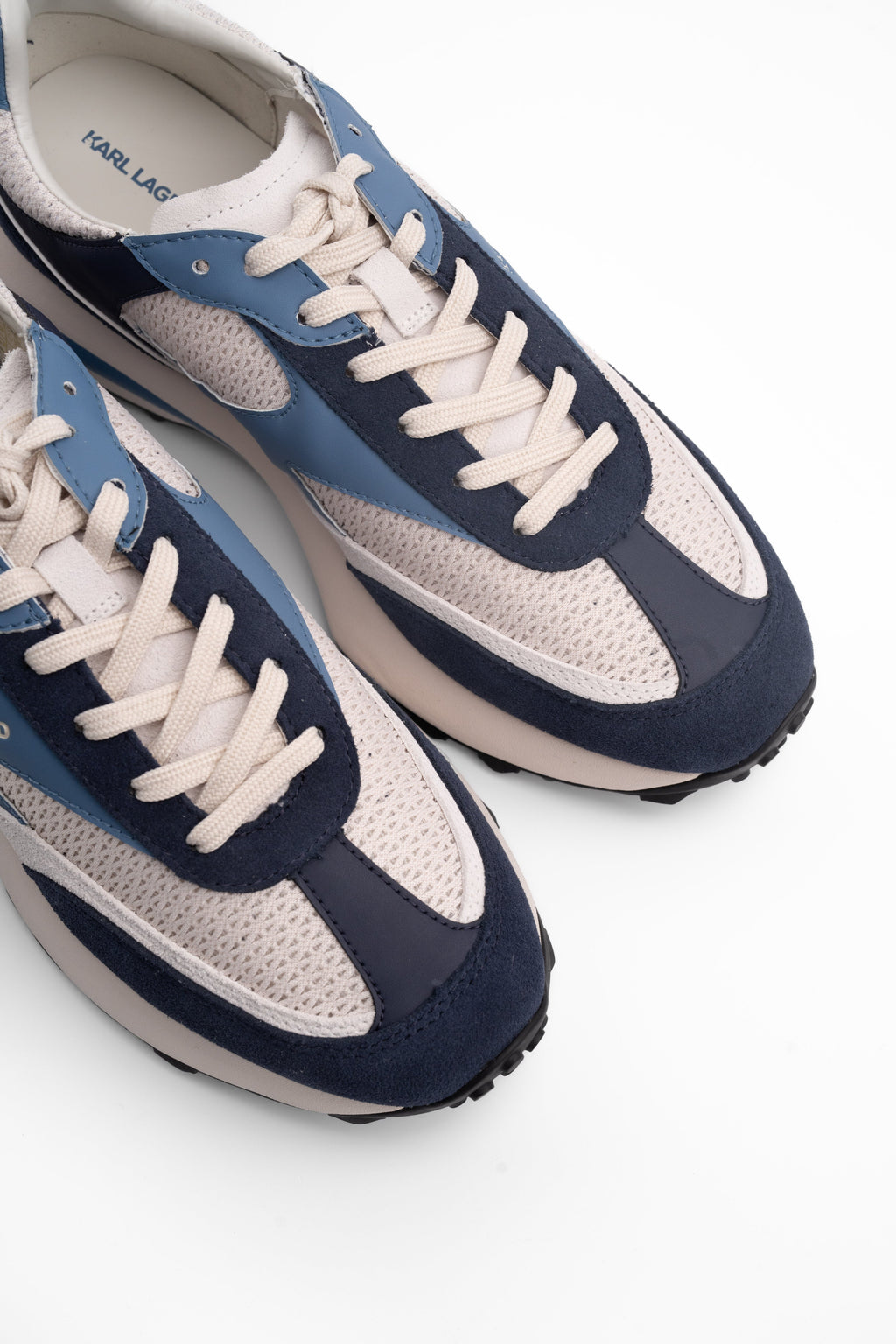 Karl Lagerfeld Men's Zone Lo Lace Mix Navy Suede & Textile w/Blue | KL53926A-7AB