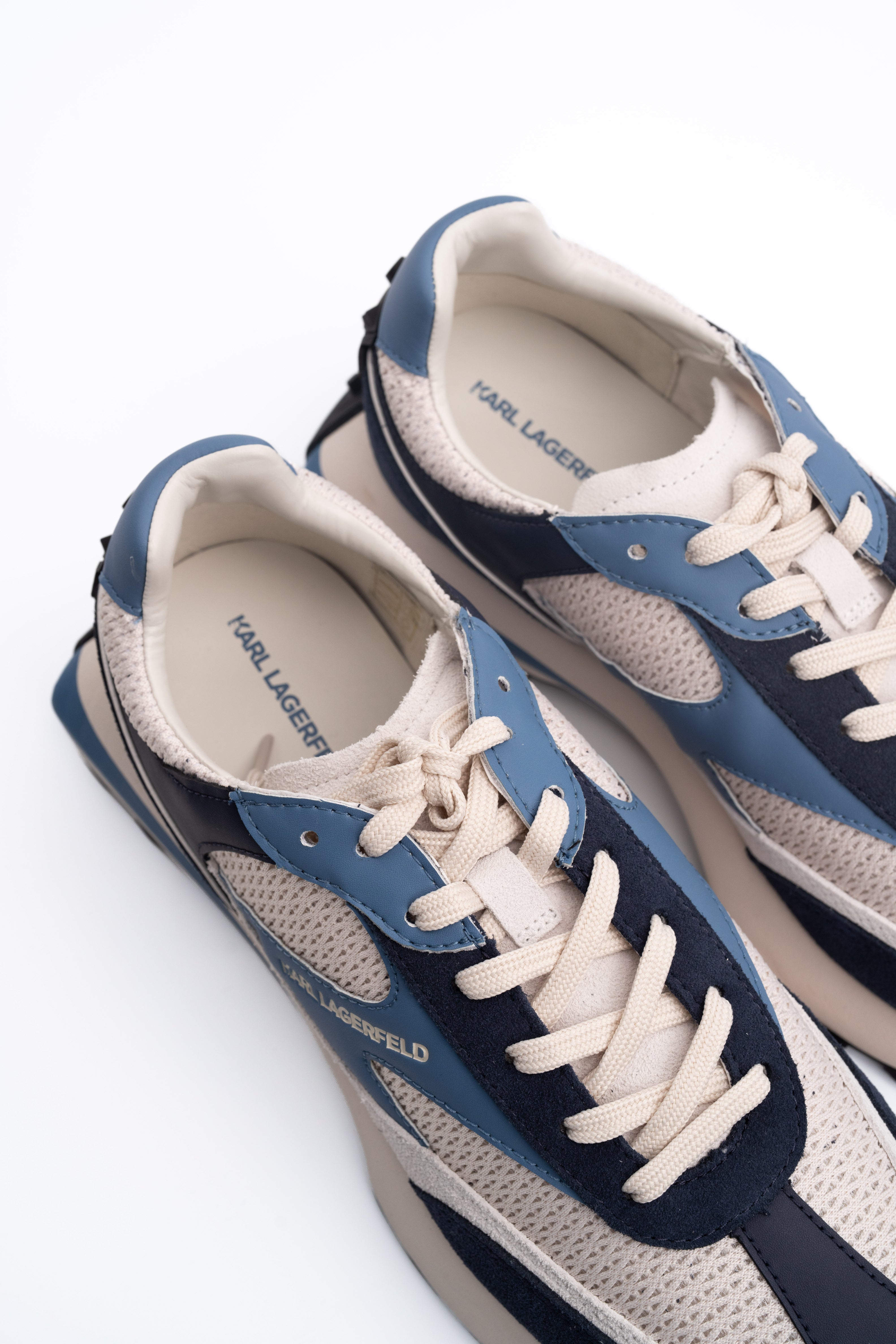 Karl Lagerfeld Men's Zone Lo Lace Mix Navy Suede & Textile w/Blue | KL53926A-7AB