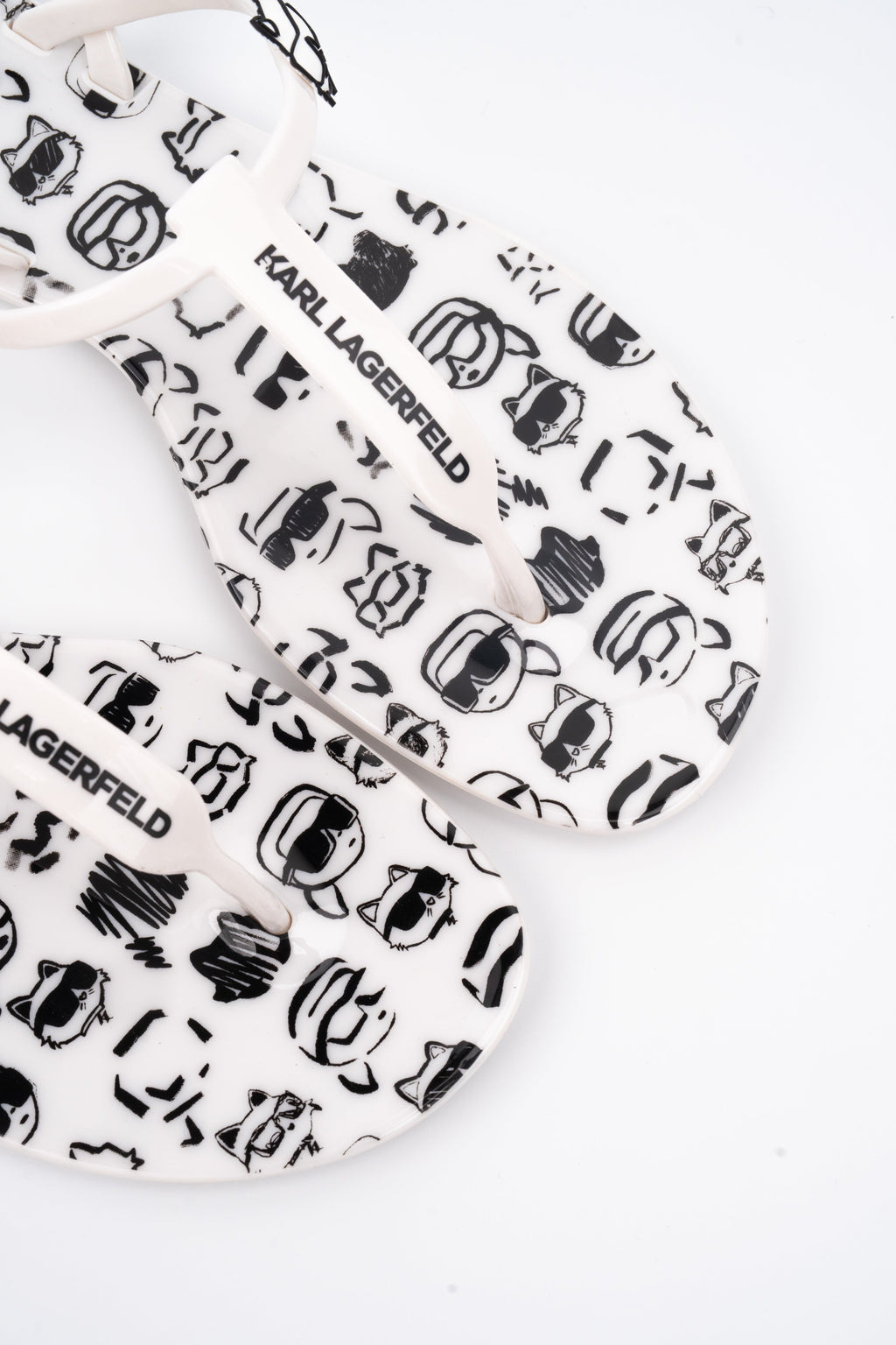 Karl Lagerfeld Ladies Jelly NFT Graffiti Sling White Rubber w/Black | KL80002G-V10