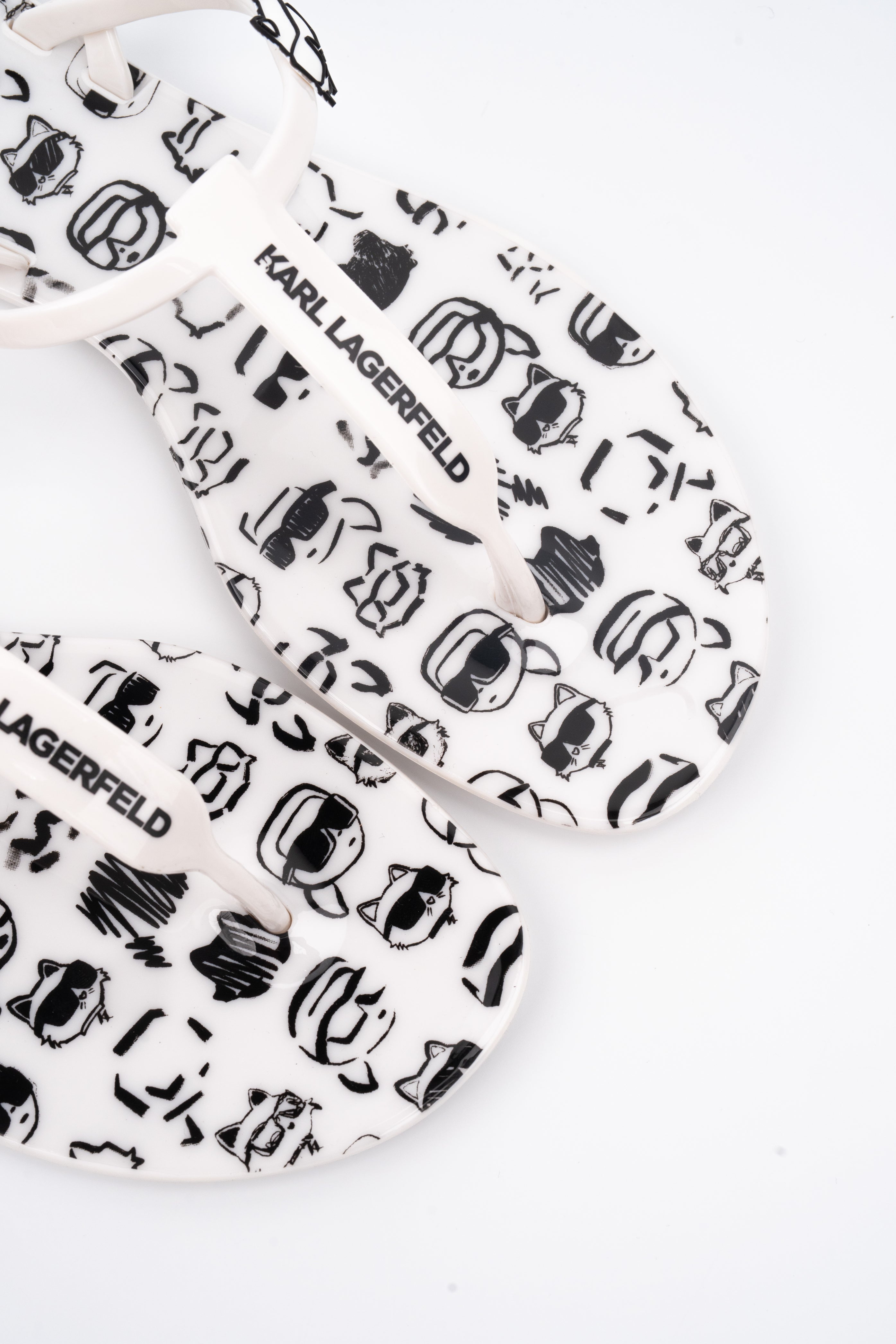 Karl Lagerfeld Ladies Jelly NFT Graffiti Sling White Rubber w/Black | KL80002G-V10