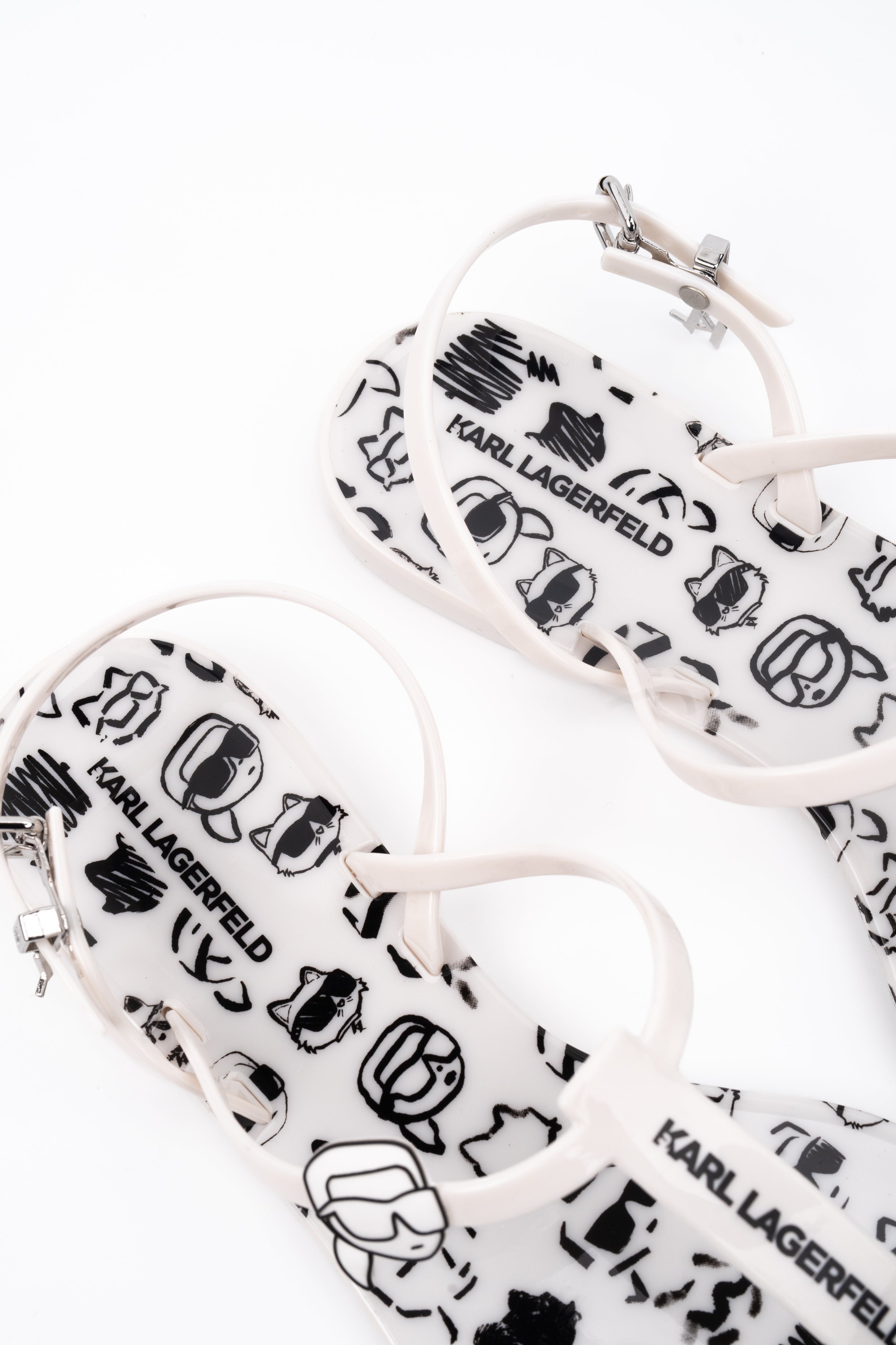 Karl Lagerfeld Ladies Jelly NFT Graffiti Sling White Rubber w/Black | KL80002G-V10