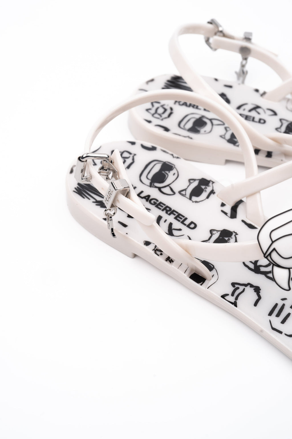 Karl Lagerfeld Ladies Jelly NFT Graffiti Sling White Rubber w/Black | KL80002G-V10