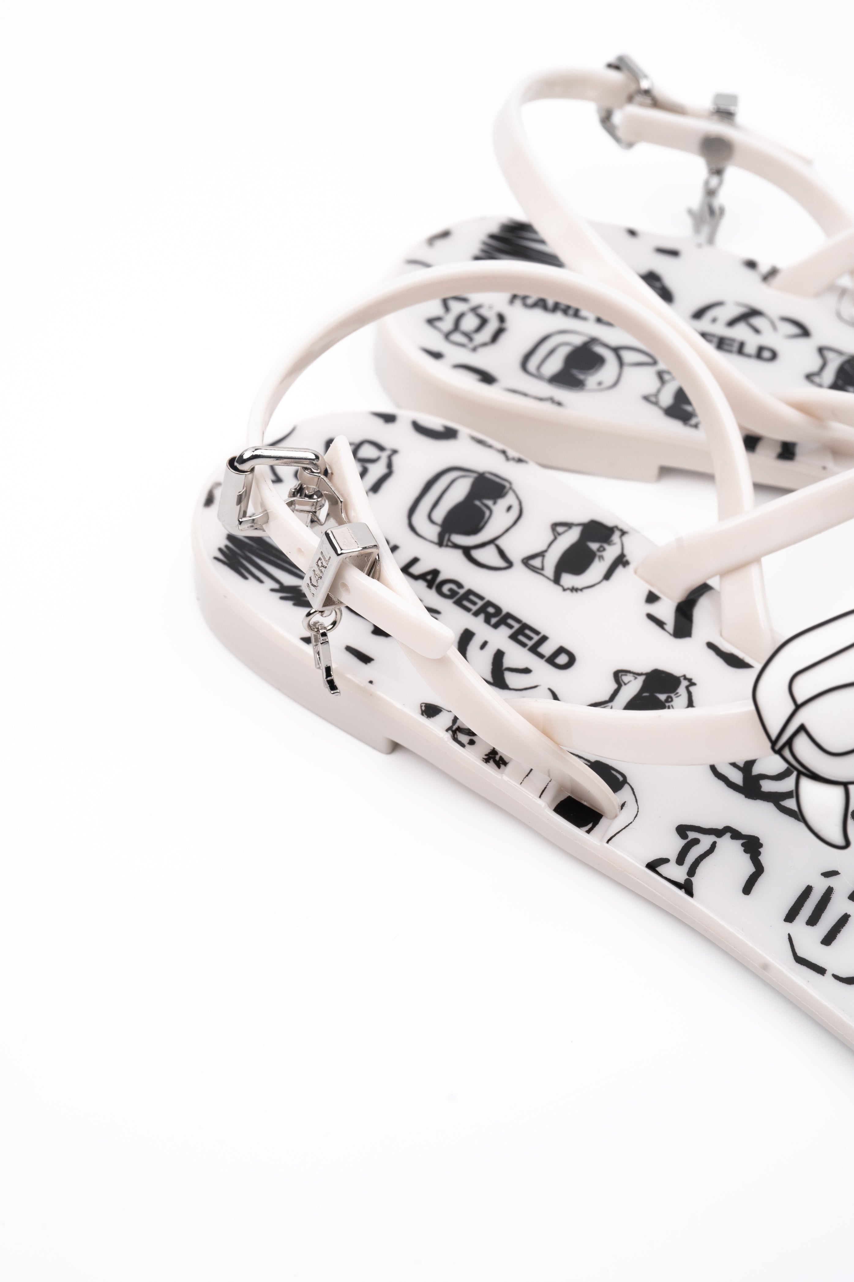Karl Lagerfeld Ladies Jelly NFT Graffiti Sling White Rubber w/Black | KL80002G-V10