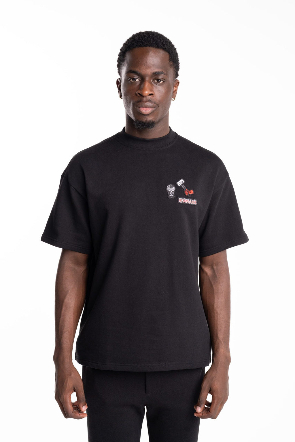 Hydraulics Men's The Creators Badge Oversized Fleece T Shirt Black |