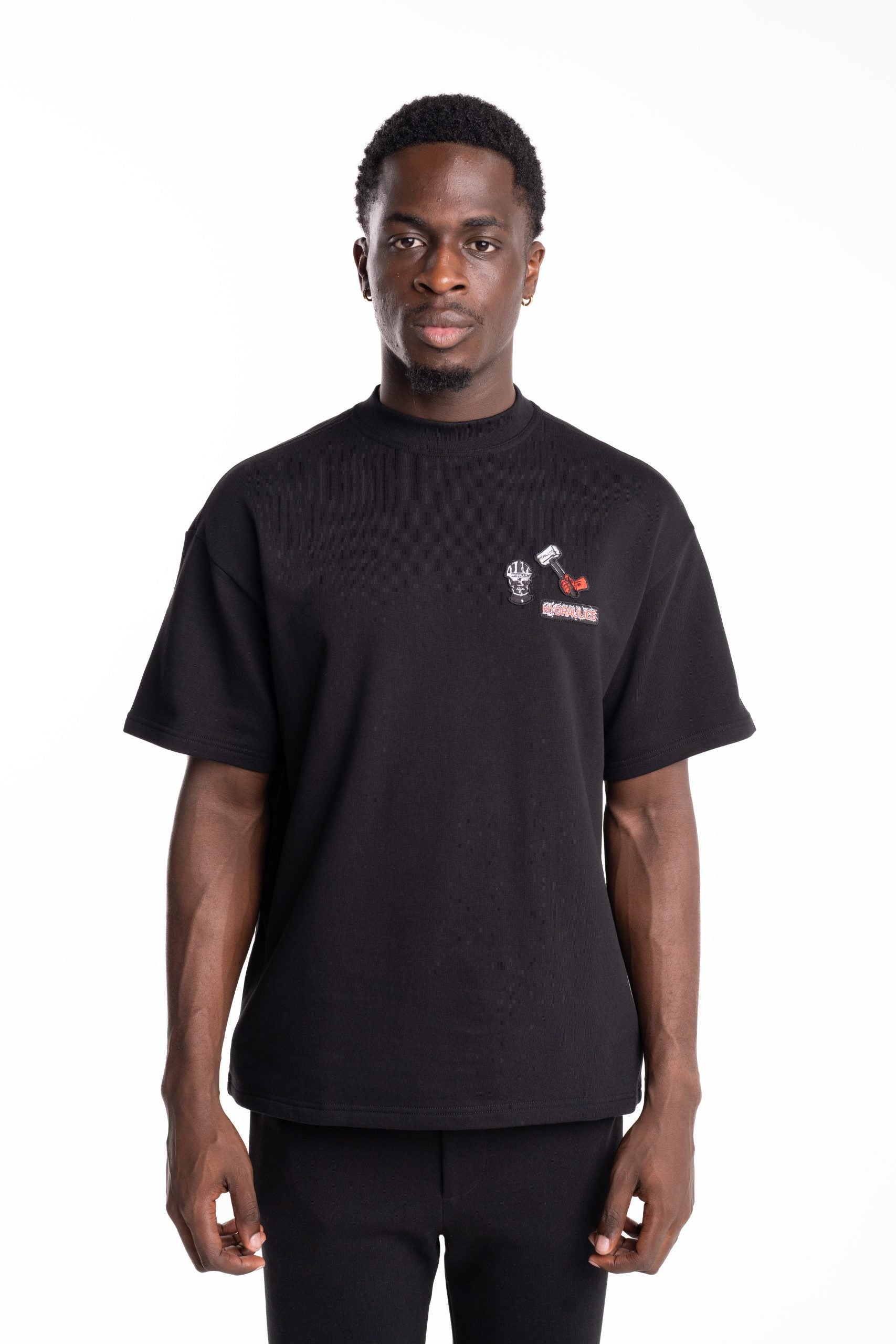 Hydraulics Men's The Creators Badge Oversized Fleece T Shirt Black |