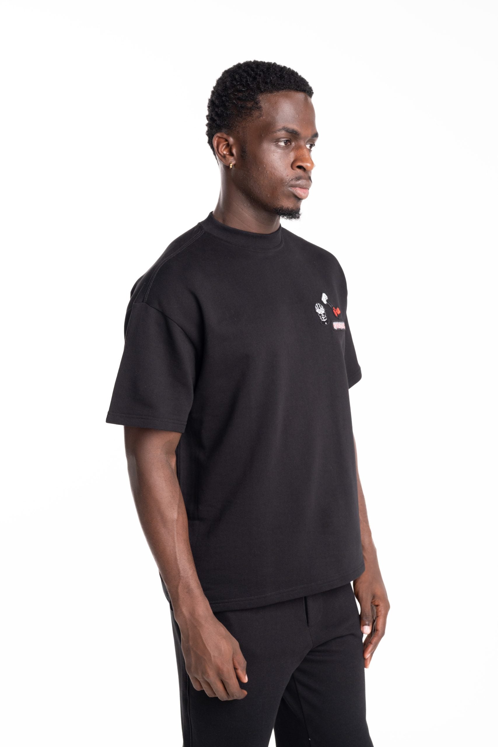 Hydraulics Men's The Creators Badge Oversized Fleece T Shirt Black |