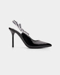 Karl Lagerfeld Ladies Sarabande Ribbon Sling Shoe Black Patent Lthr KL30908 1BP