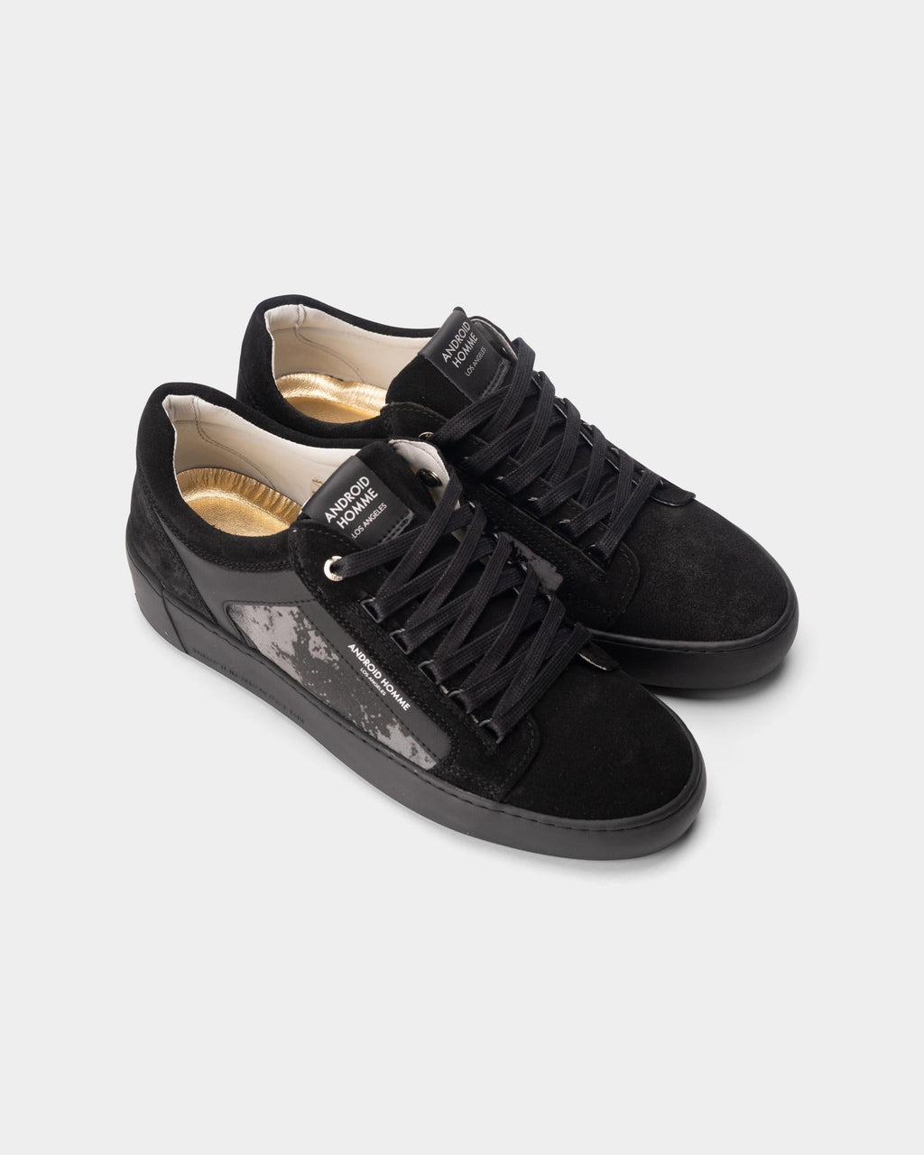 Android Homme Men's Venice Distress Reflective & Suede Leather Black | AHP253-22