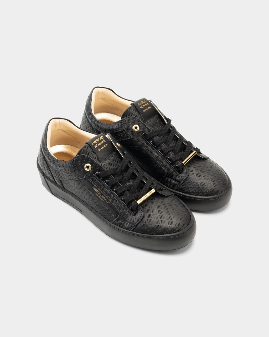 Android Homme Men's Venice Diamond Perforated Leather Black| AHP261-10