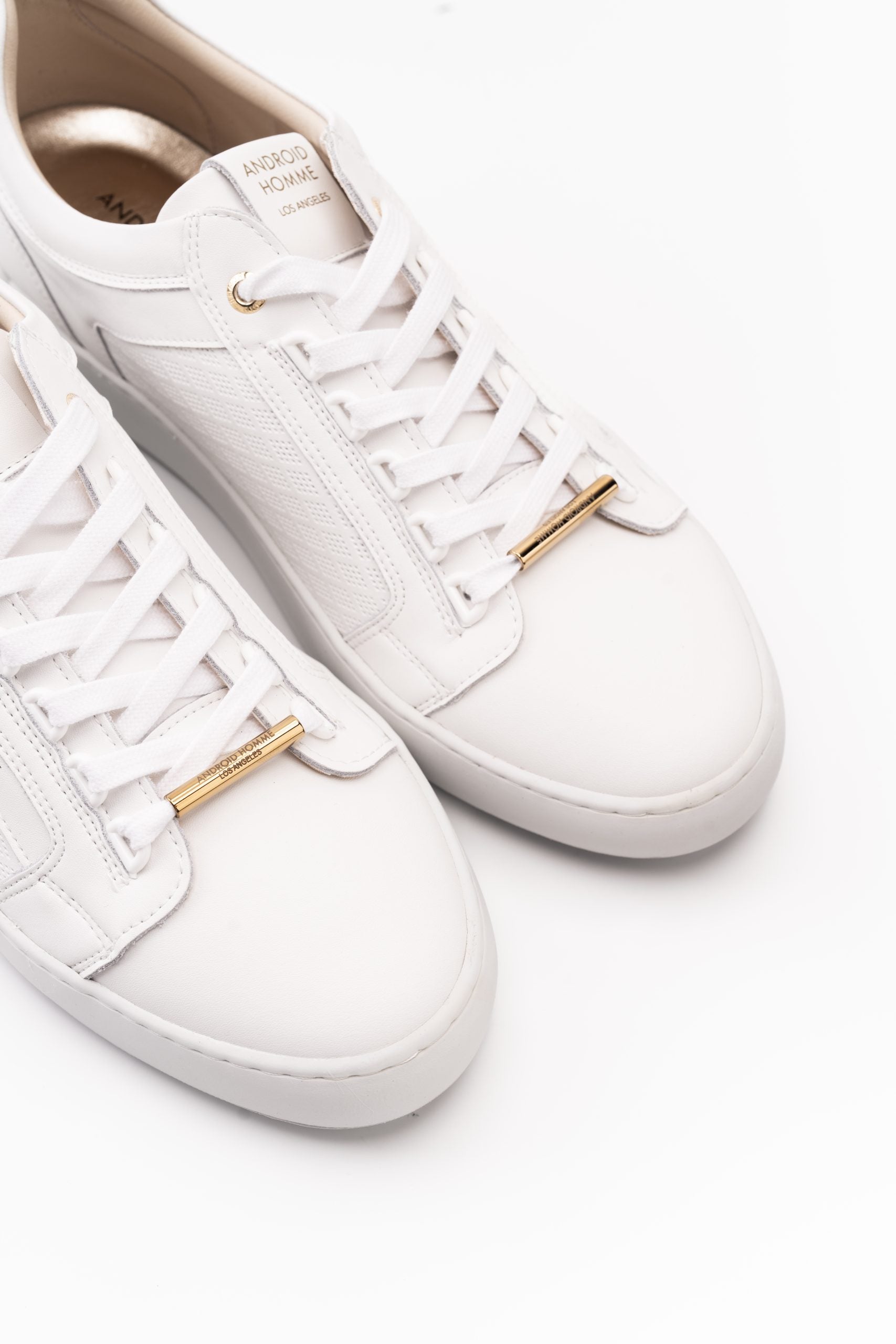 Android Homme Men's Venice Diamond Perforated Leather White | AHP261-09