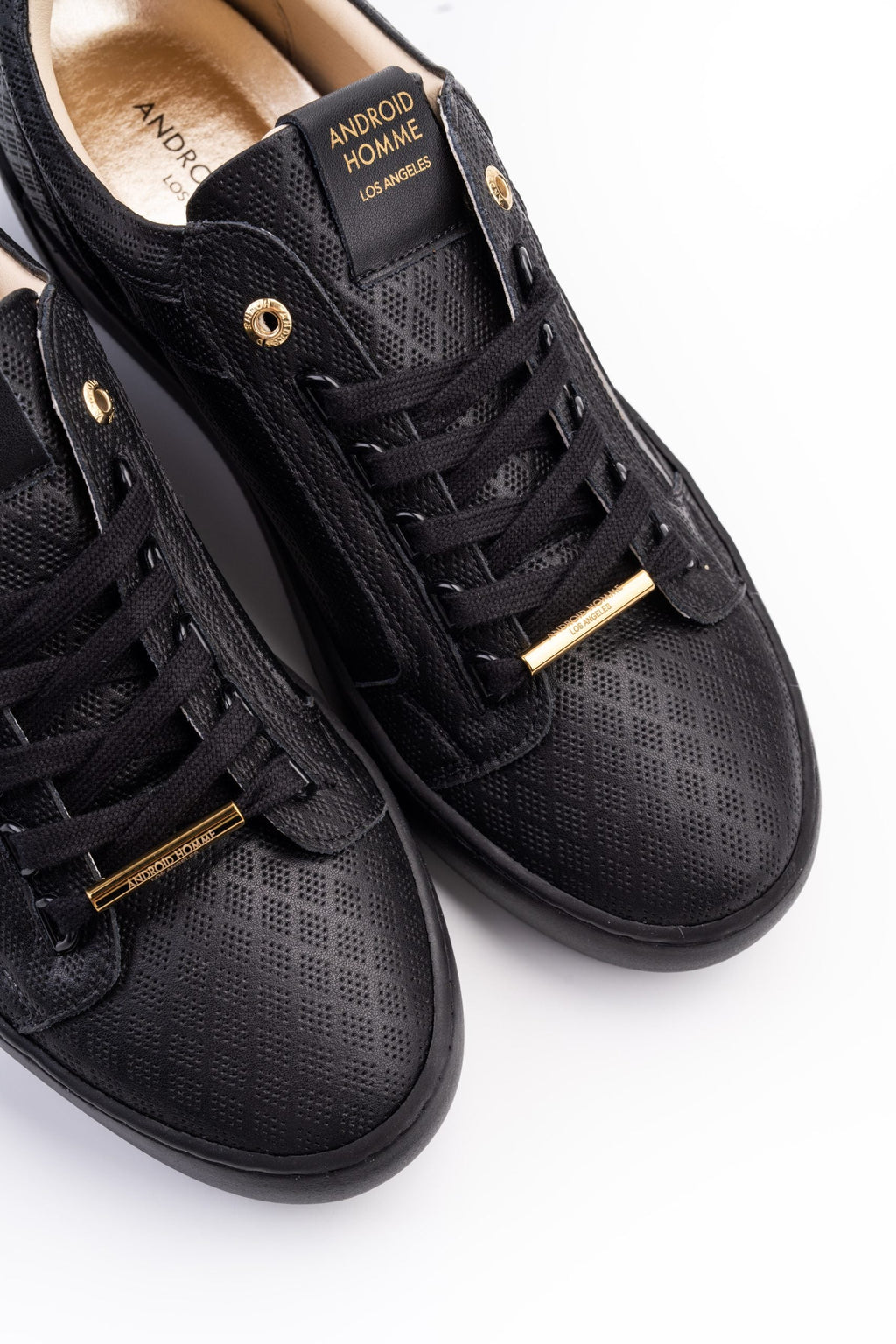 Android Homme Men's Venice Diamond Perforated Leather Black| AHP261-10