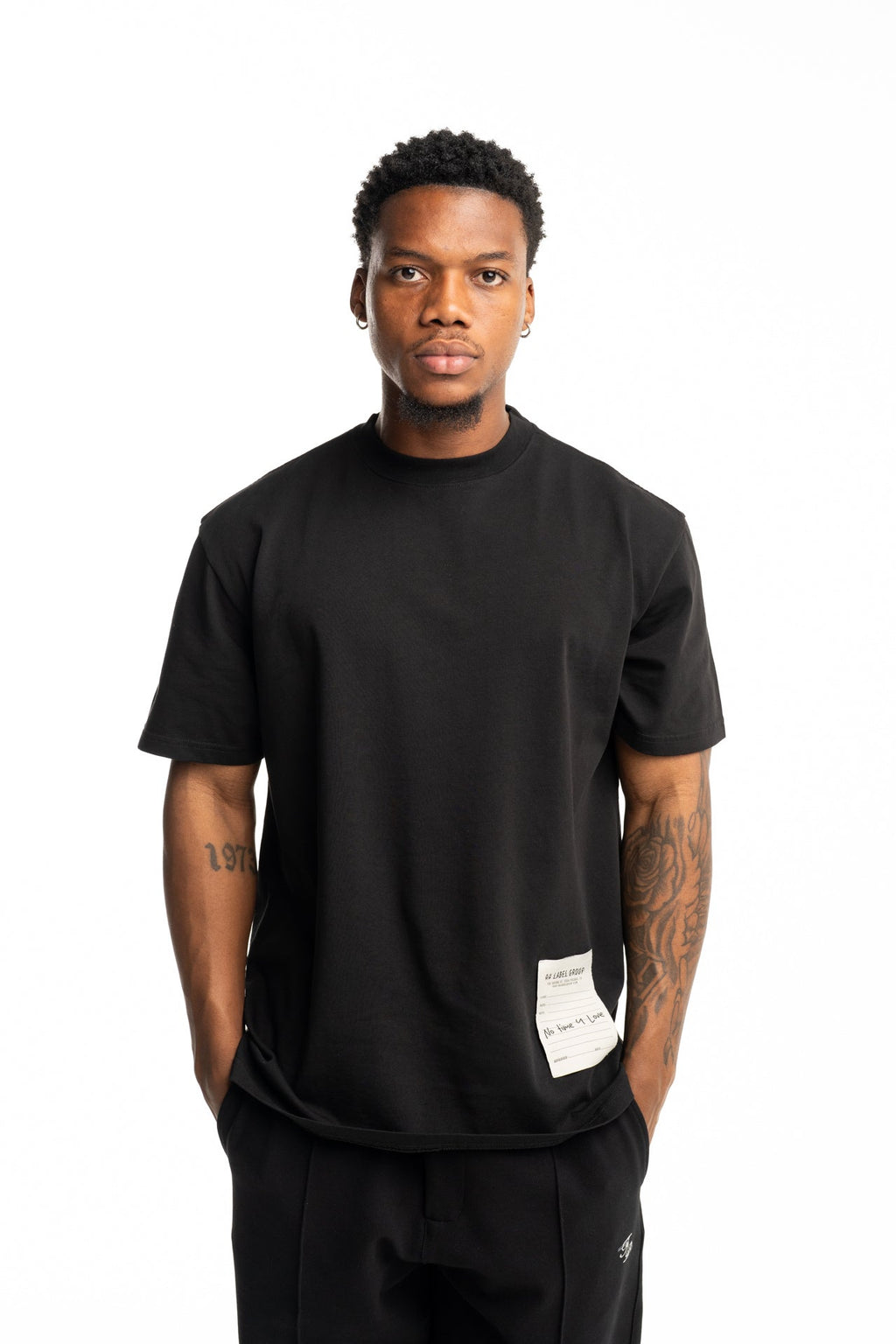 44 Label Group Men's Jersey Tee Black/Label Dirty White | FA706-P748