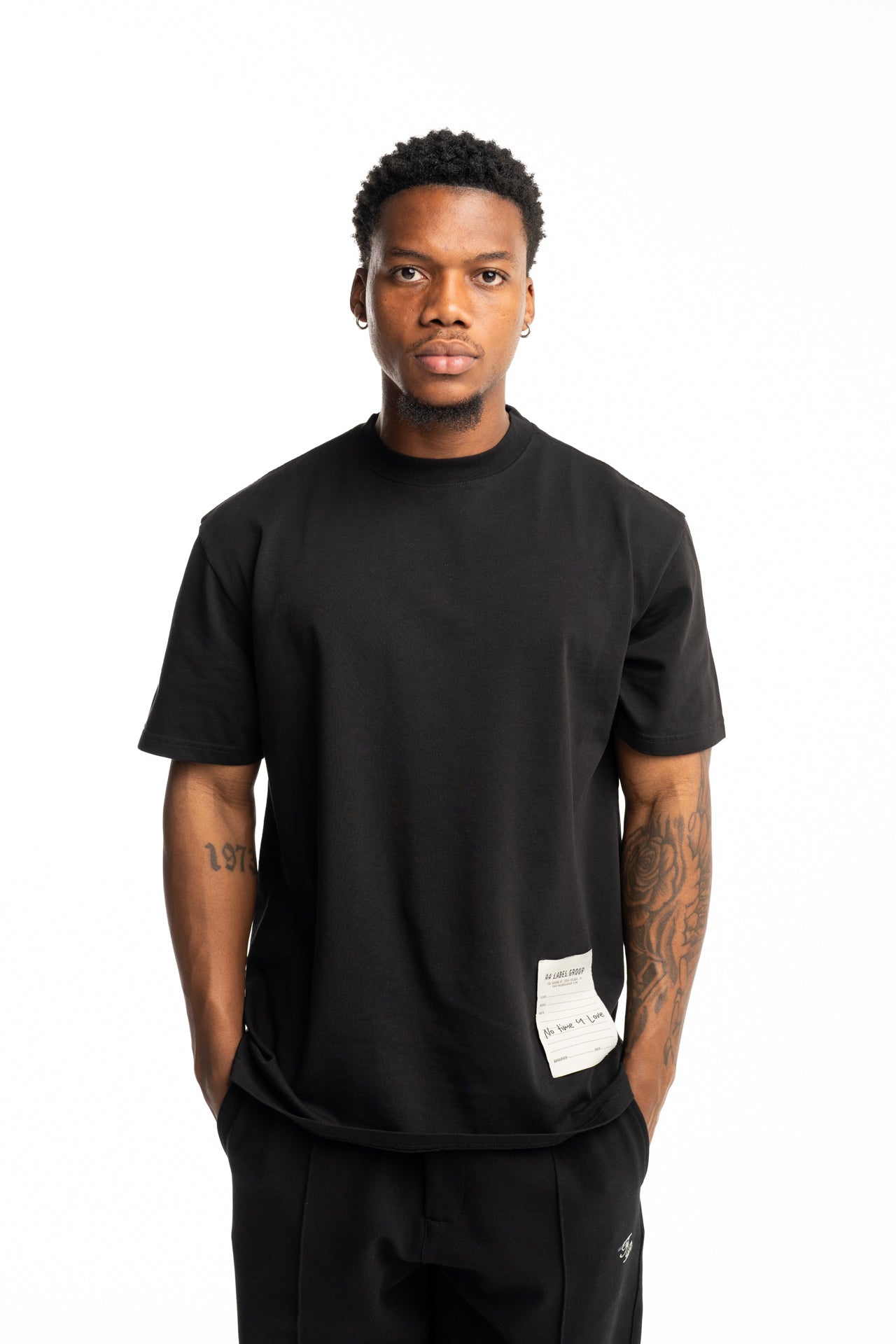 44 Label Group Men's Jersey Tee Black/Label Dirty White | FA706-P748