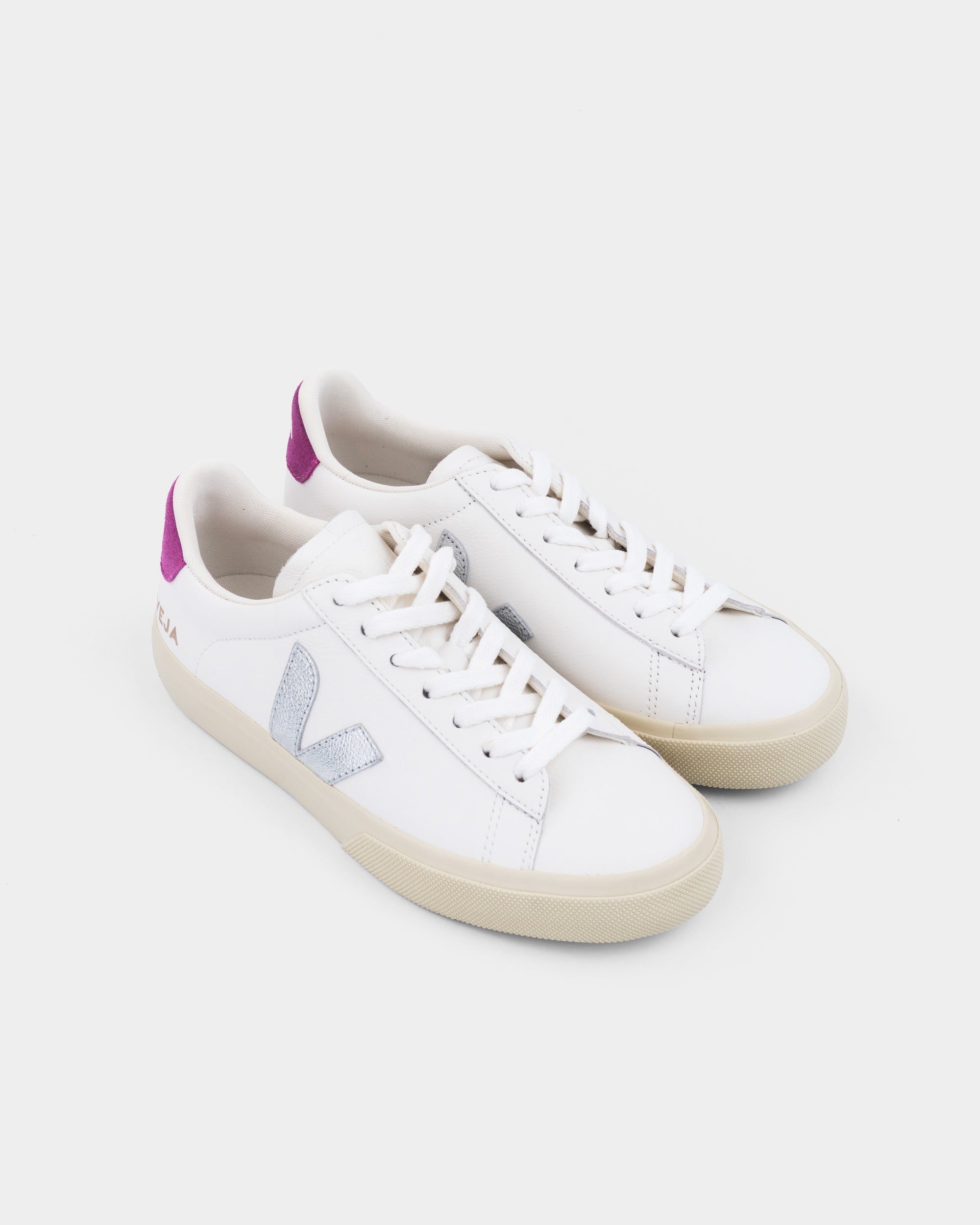 Veja Ladies Campo Leather Sneaker | CP0520788A-White Silver Ultraviolet