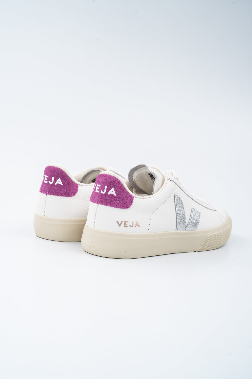 Veja Ladies Campo Leather Sneaker | CP0520788A-White Silver Ultraviolet