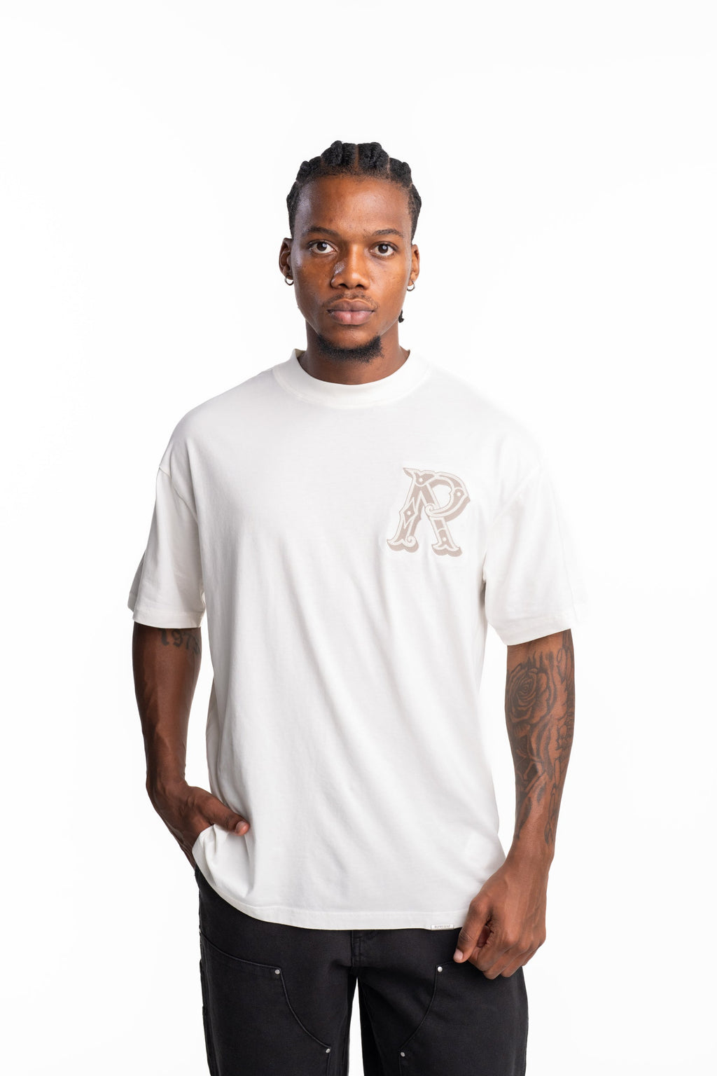 Represent Men's Western Initial T Shirt | MLM100595-72-Flat White
