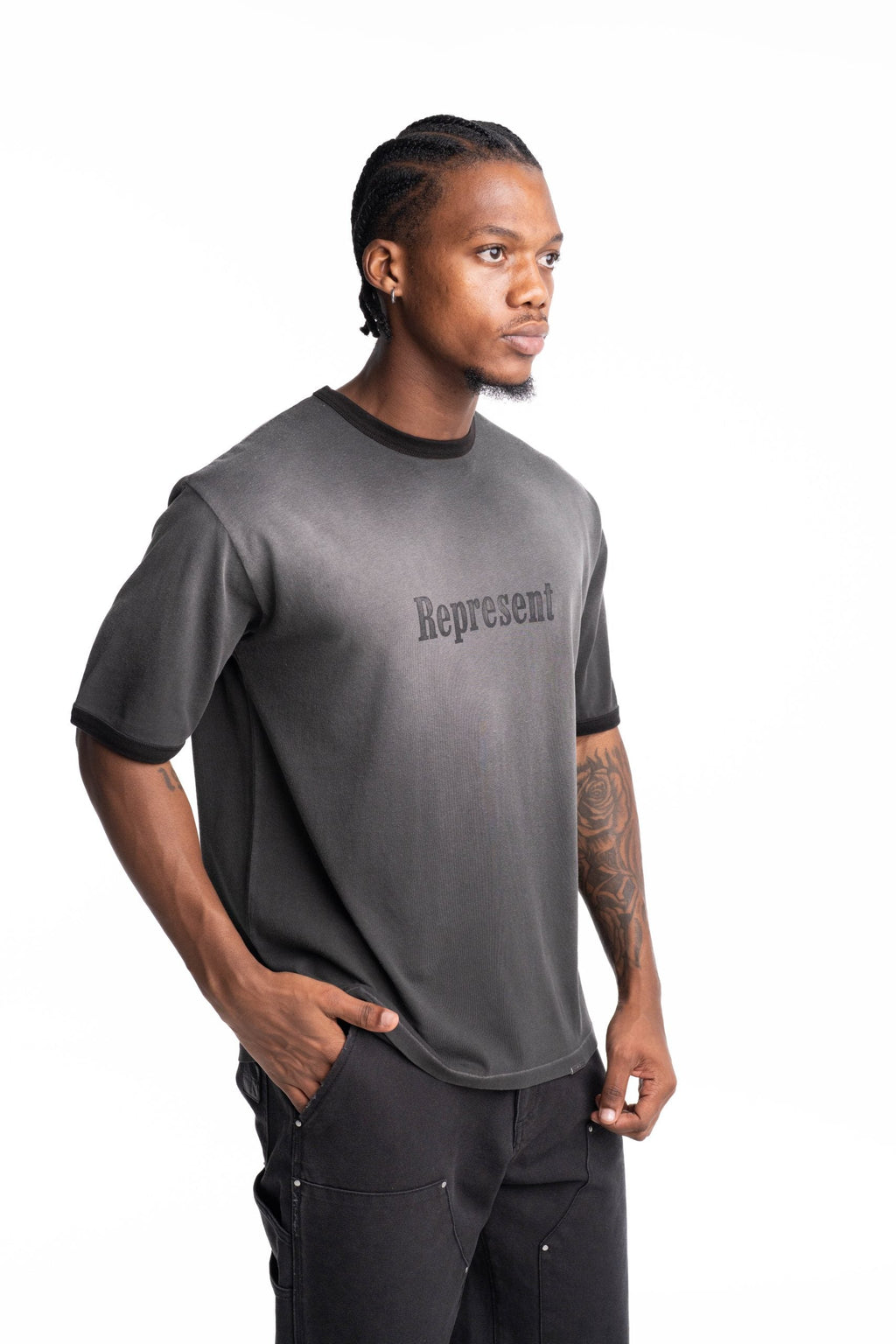 Represent Men's Represented Ringer T Shirt | MLM100721-04-Stained Black