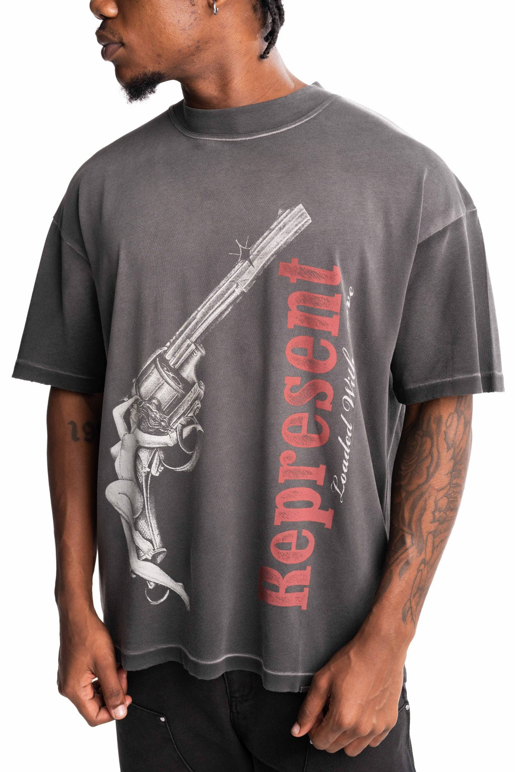 Represent Men's Loaded w/ Love T Shirt | MLM100682-04-Stained Black