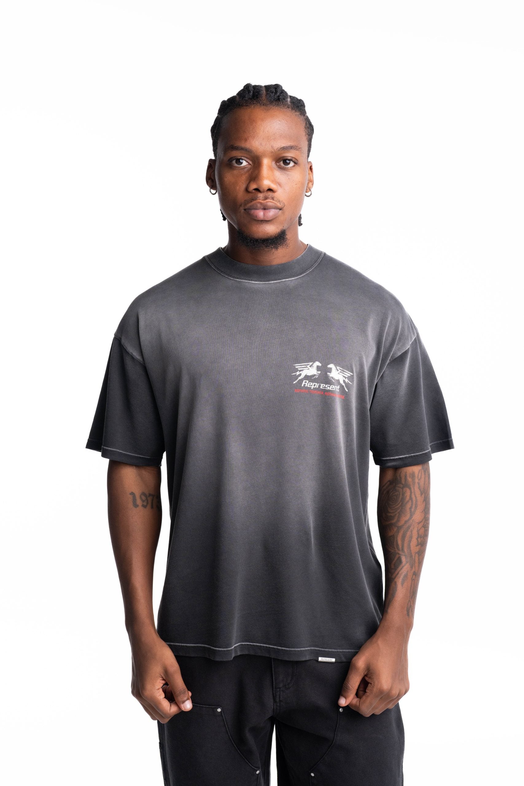 Represent Men's 24 Hour Service T Shirt | MLM100768-04-Stained Black