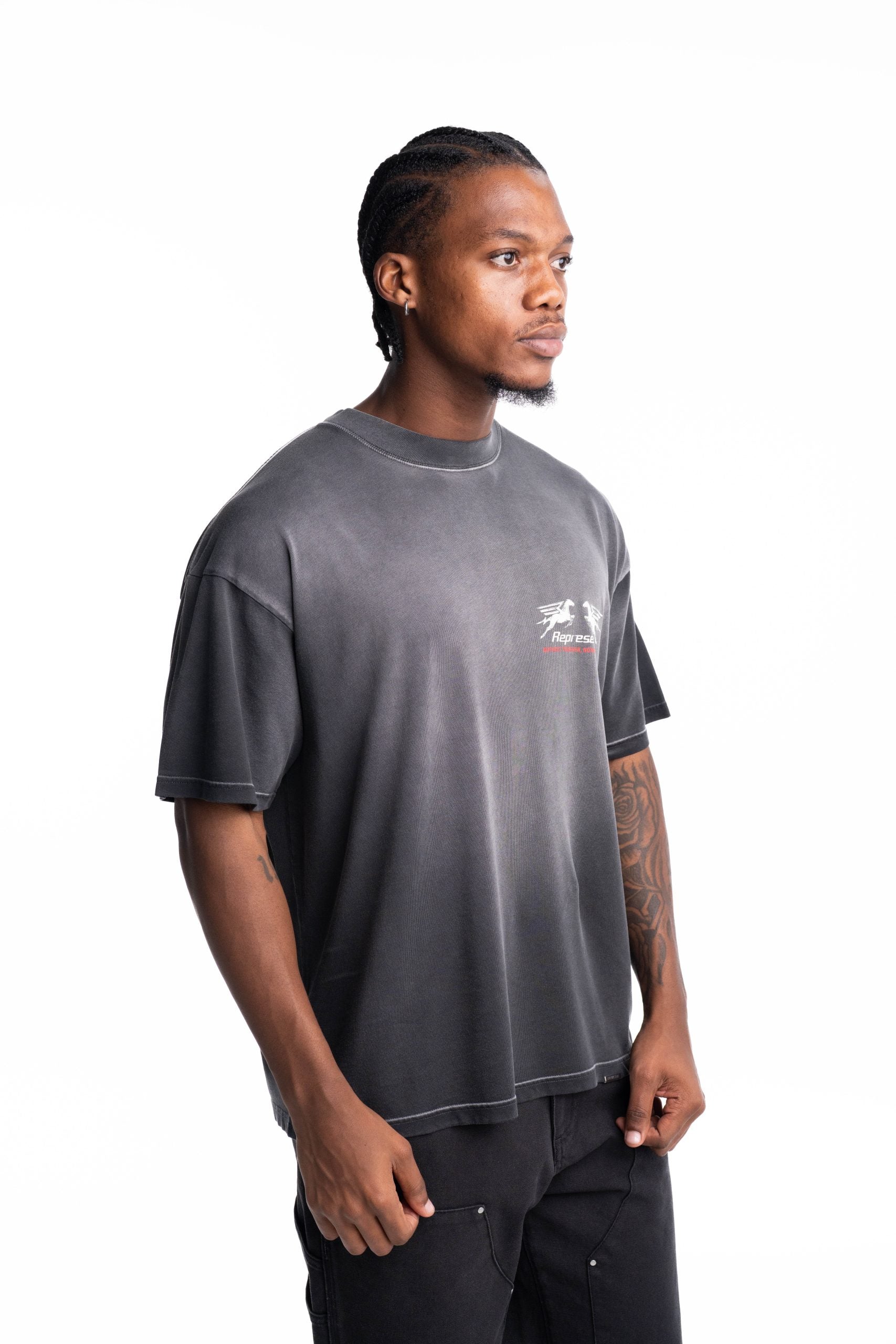 Represent Men's 24 Hour Service T Shirt | MLM100768-04-Stained Black