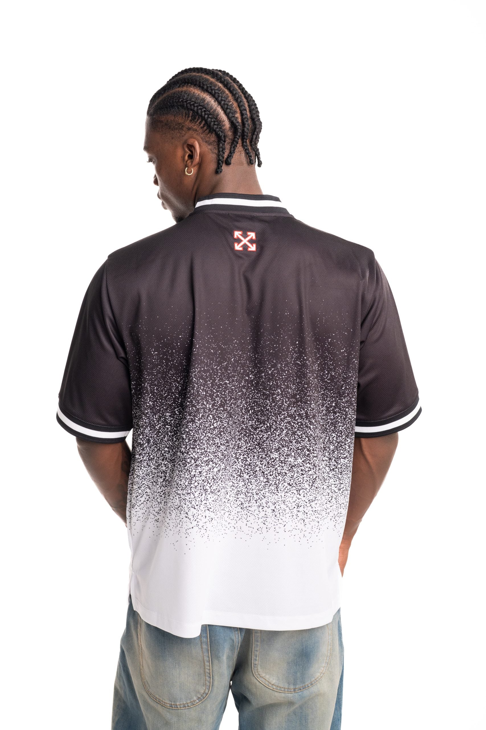 Off White Men's Big Off Gradient Soccer SS Tee | 44MAD00SF5J0041001-Black/White