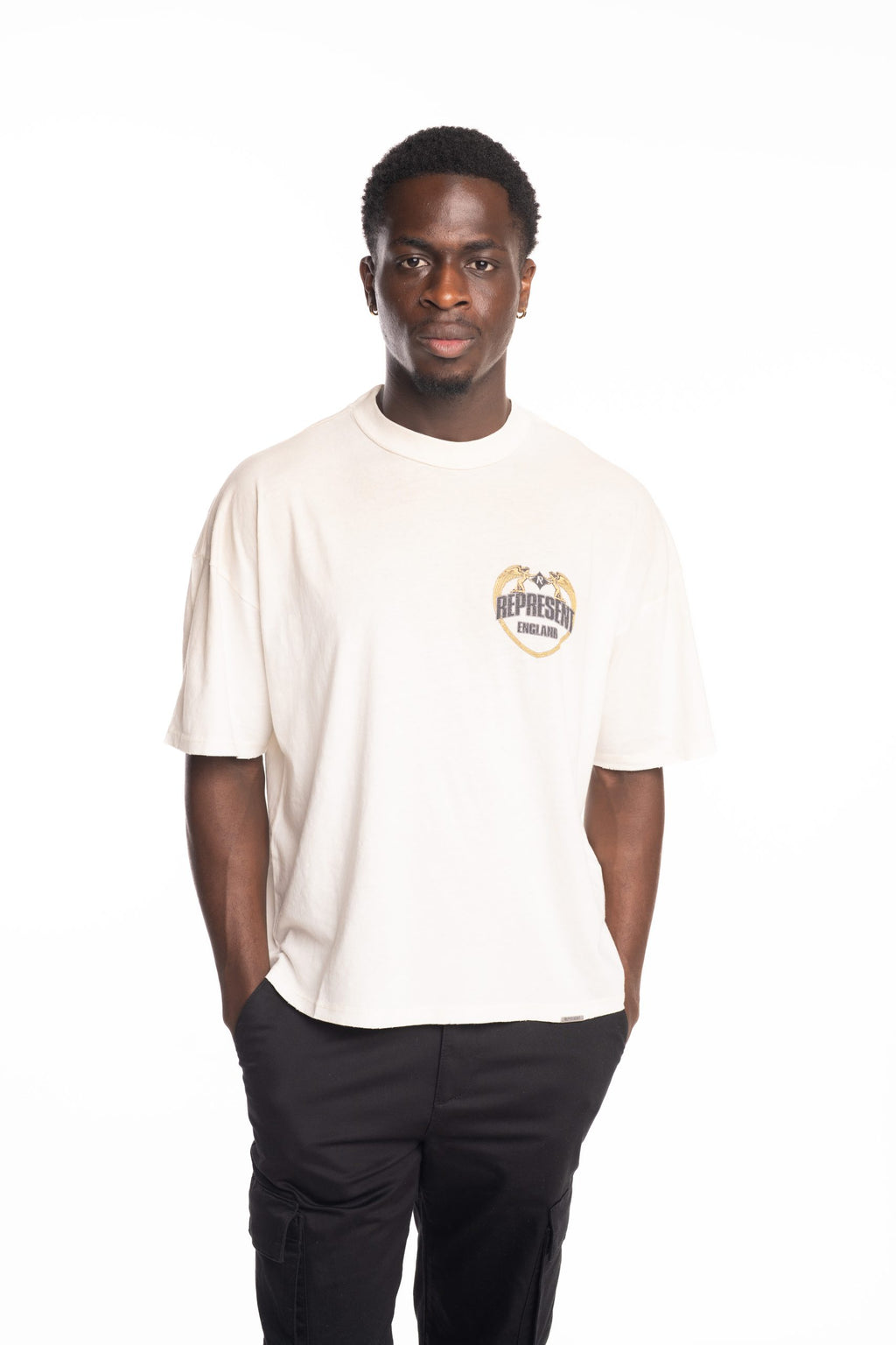 Represent Men's Angel Border T Shirt | MLM100171-30-Washed Ecru