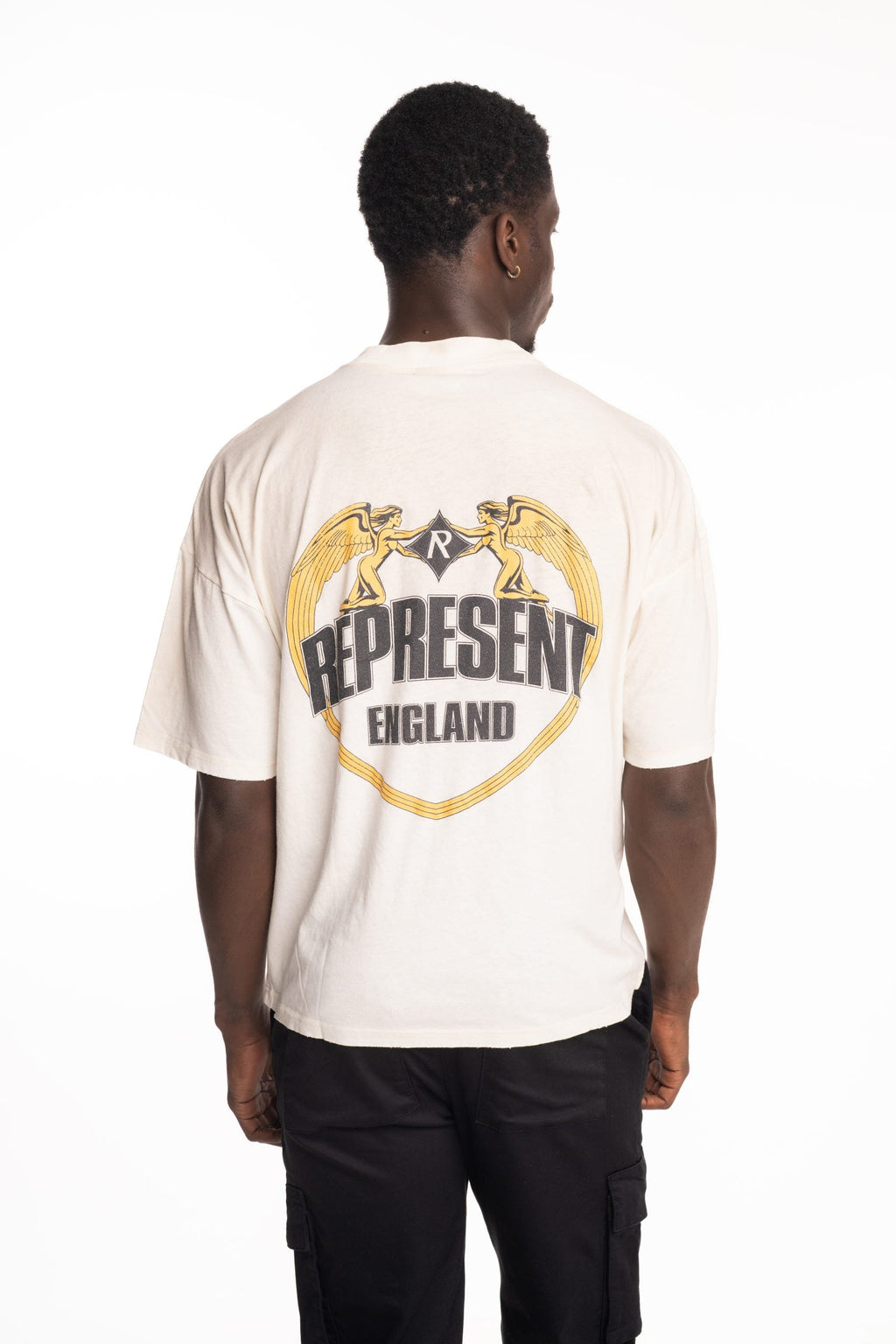 Represent Men's Angel Border T Shirt | MLM100171-30-Washed Ecru