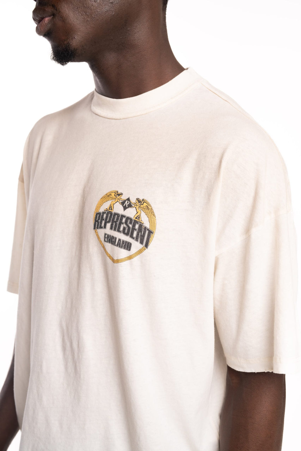 Represent Men's Angel Border T Shirt | MLM100171-30-Washed Ecru