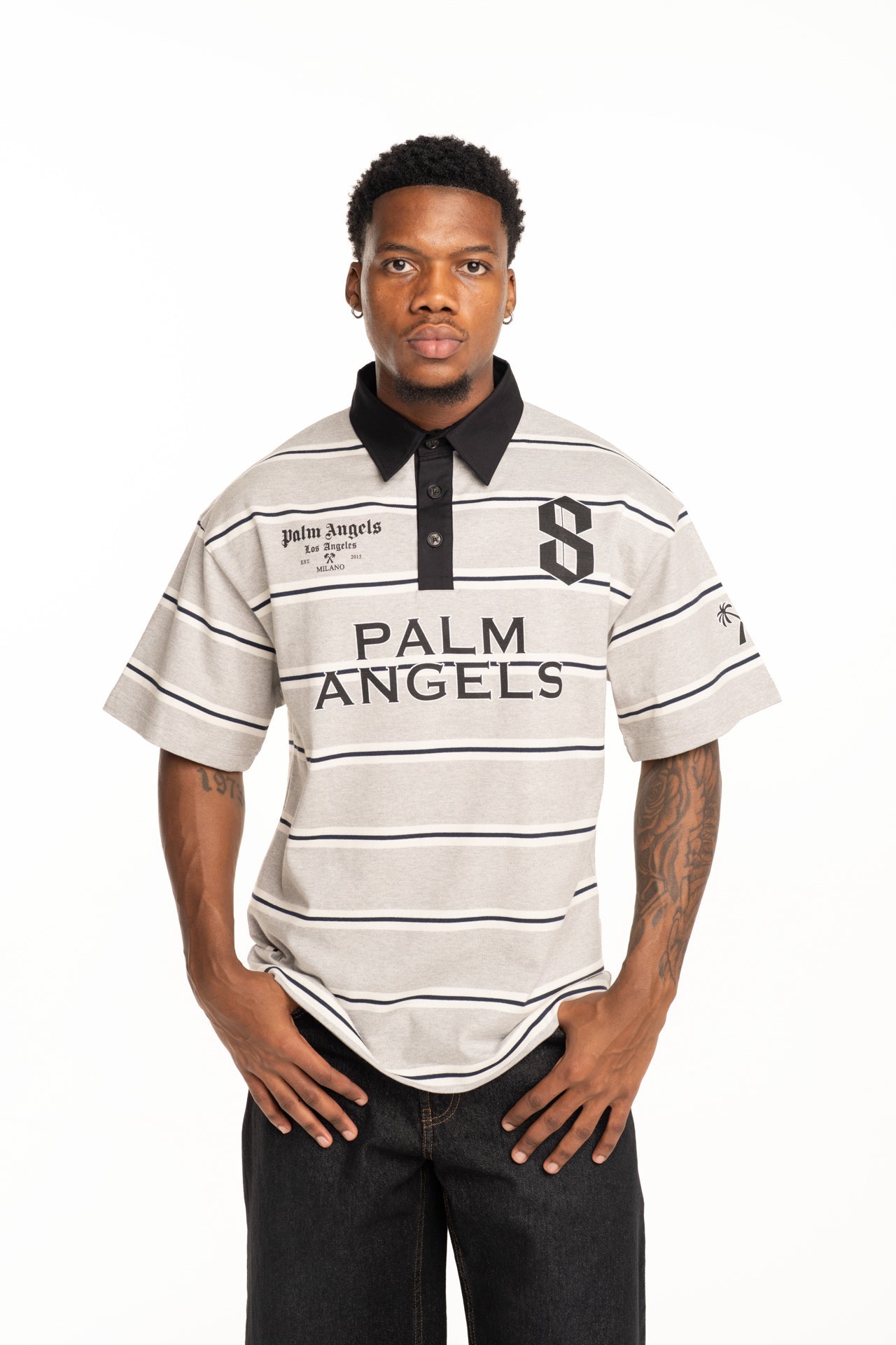 Palm Angels Men's Palm Stripes Polo S/S | PALMPMGB02CS26FAB001-0810