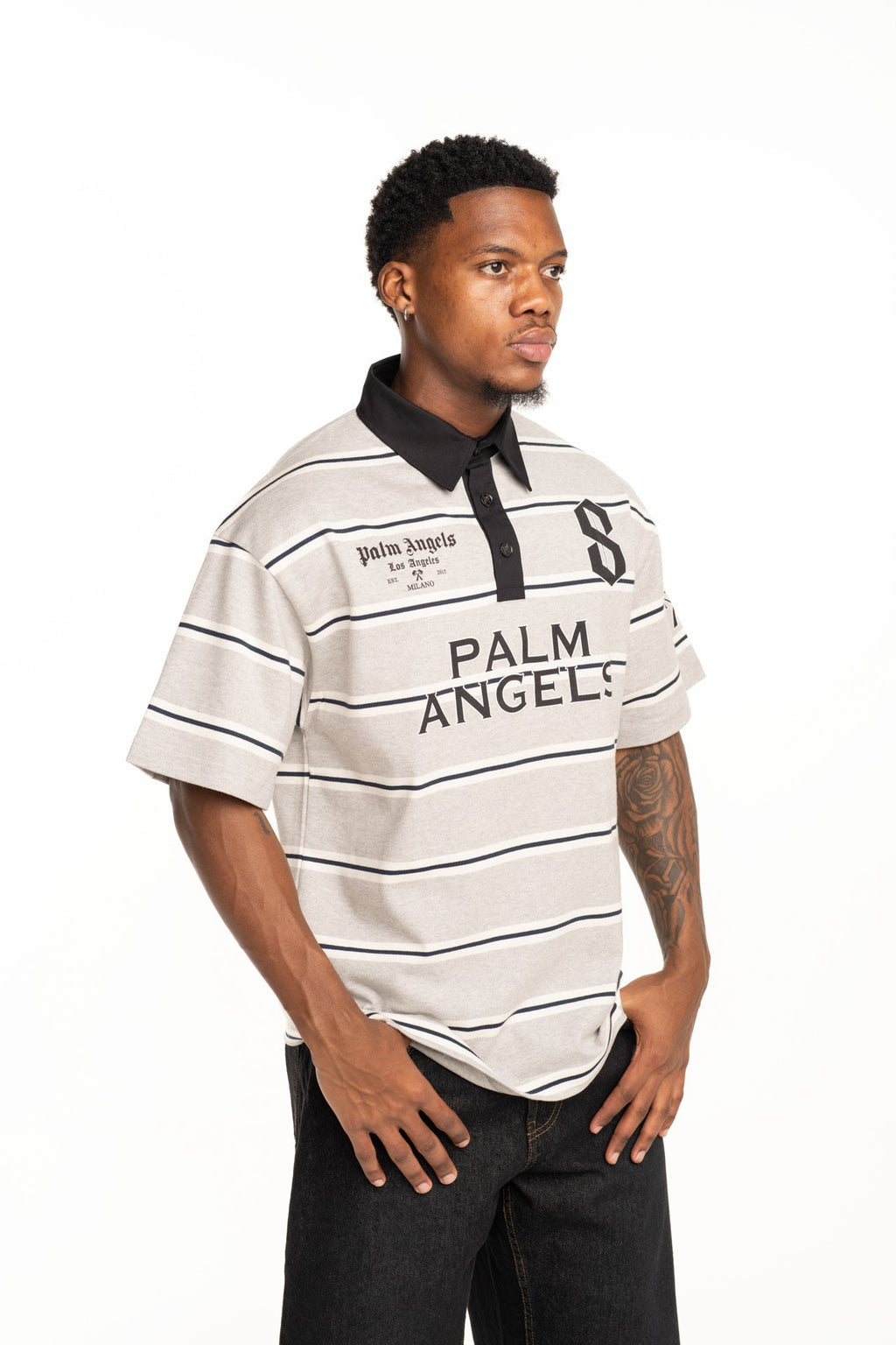 Palm Angels Men's Palm Stripes Polo S/S | PALMPMGB02CS26FAB001-0810