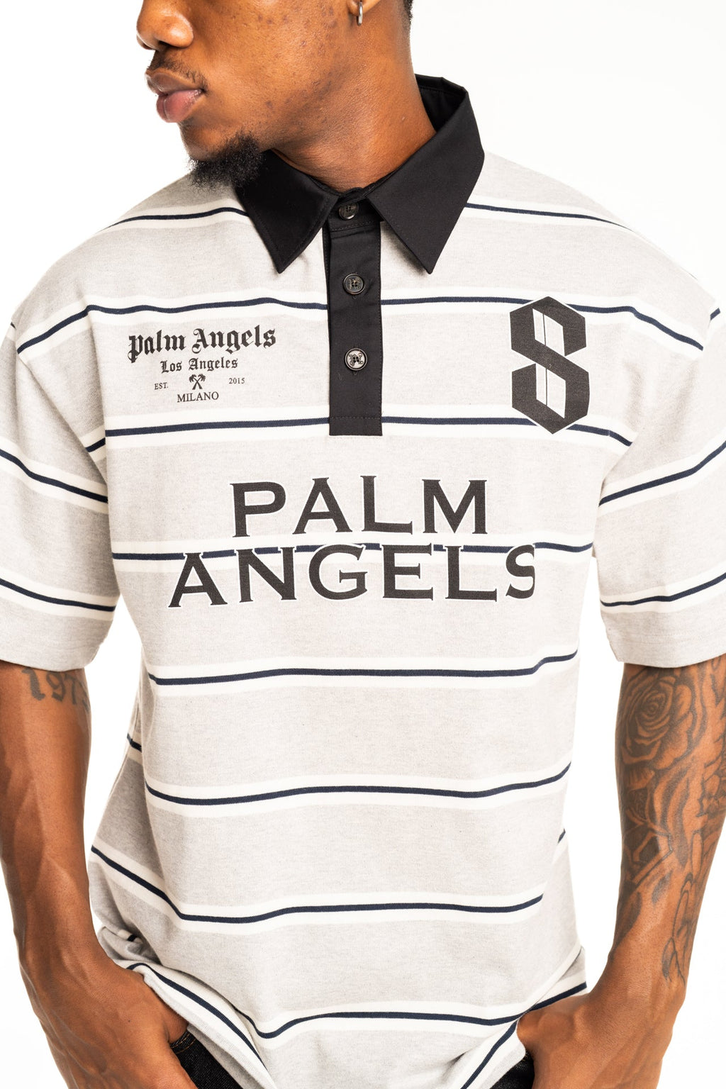 Palm Angels Men's Palm Stripes Polo S/S | PALMPMGB02CS26FAB001-0810