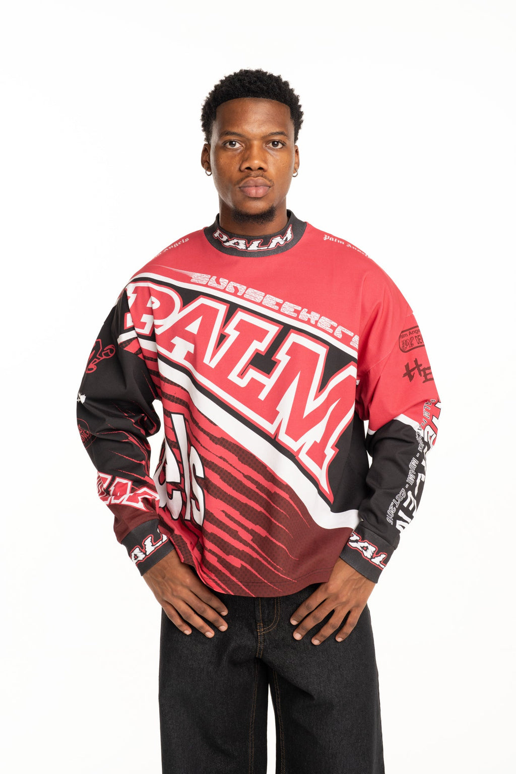 Palm Angels Men's Racing Loose Tee L\S | PMAB05IS26JER001-2510