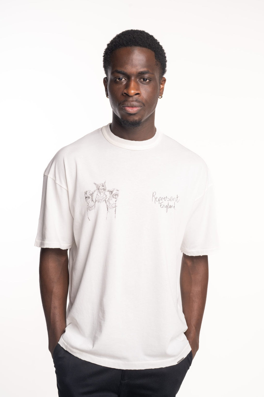 Represent Men's Hand Drawn Thoroughbred Dogs T Shirt | MLM100383-72 Flat White