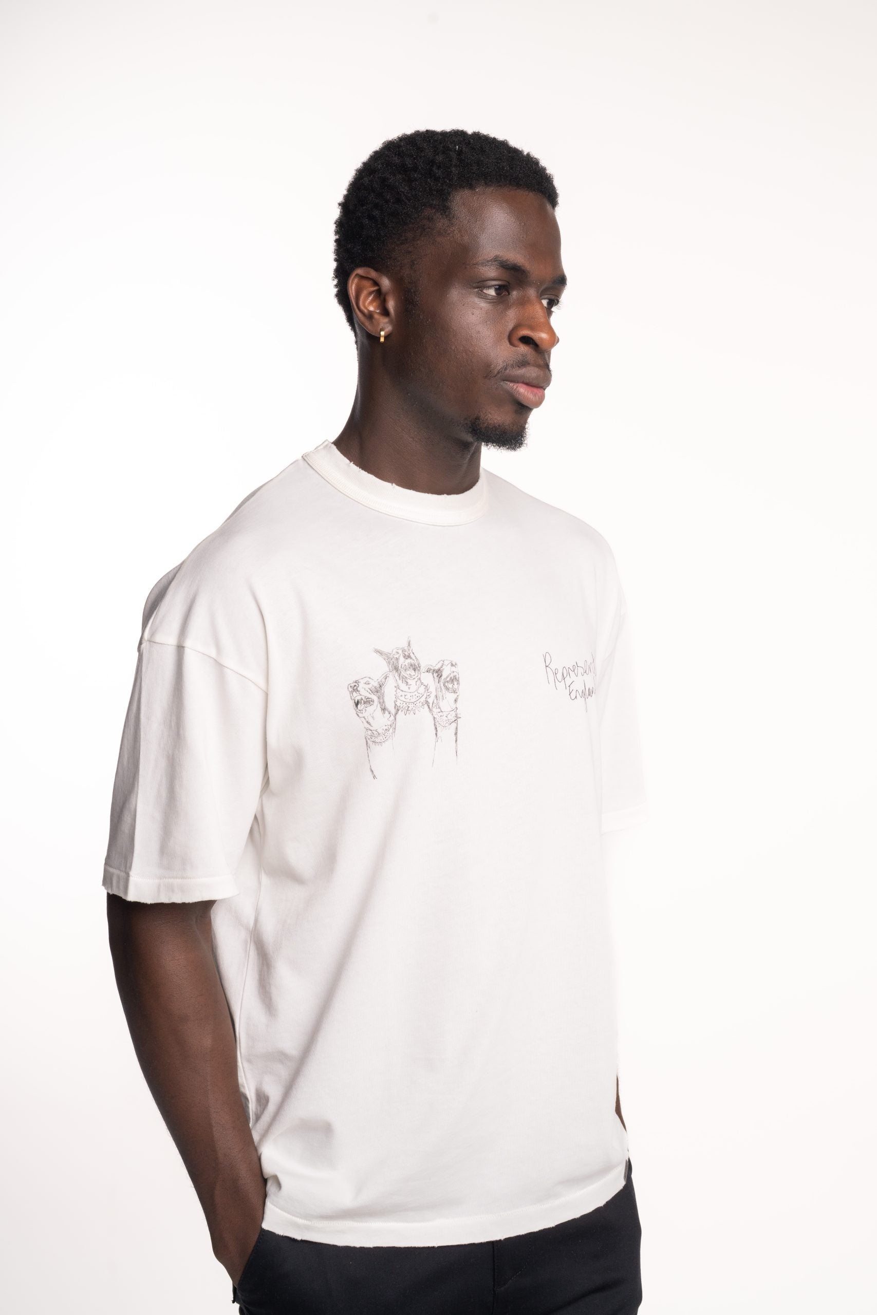 Represent Men's Hand Drawn Thoroughbred Dogs T Shirt | MLM100383-72 Flat White