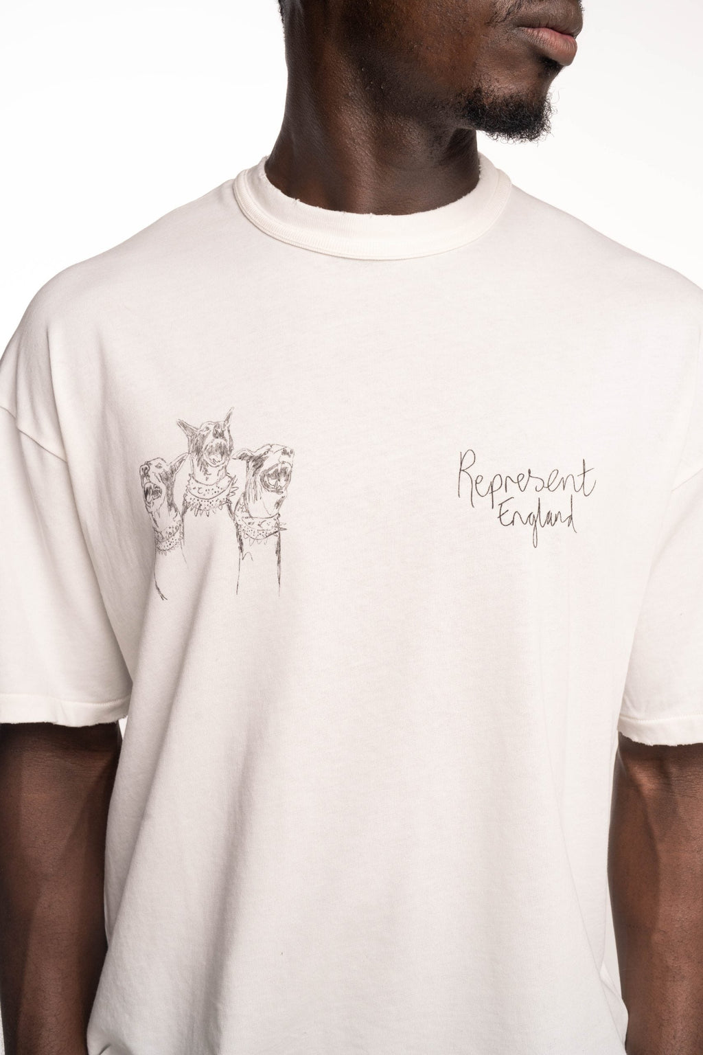 Represent Men's Hand Drawn Thoroughbred Dogs T Shirt | MLM100383-72 Flat White