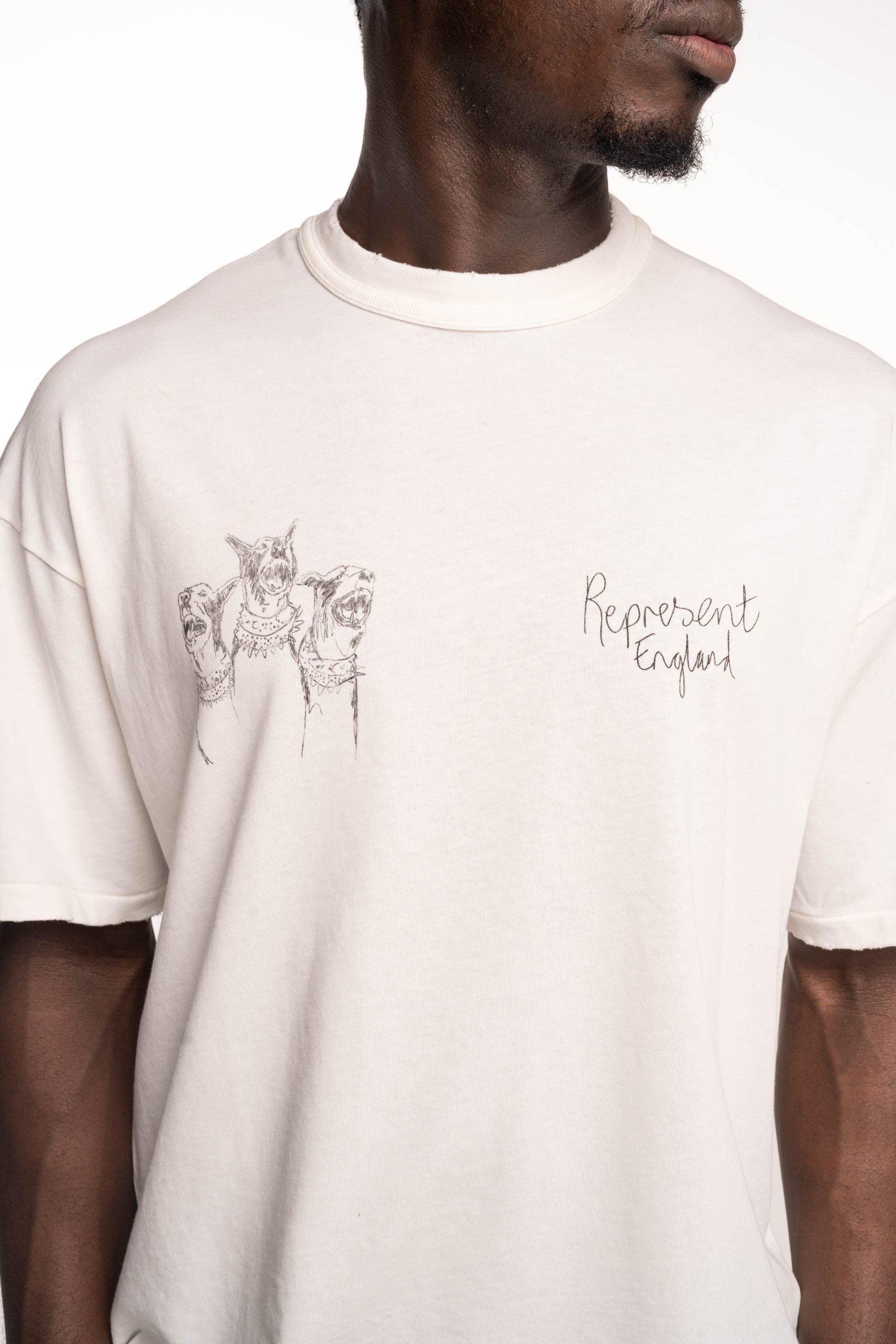 Represent Men's Hand Drawn Thoroughbred Dogs T Shirt | MLM100383-72 Flat White