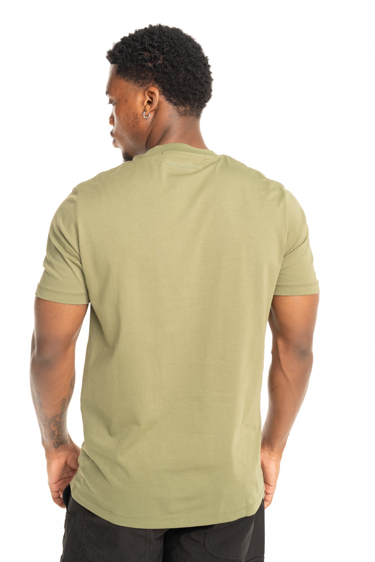 (Core) Karl Lagerfeld Mens Crewneck T Shirt Olive | 755710562224-550