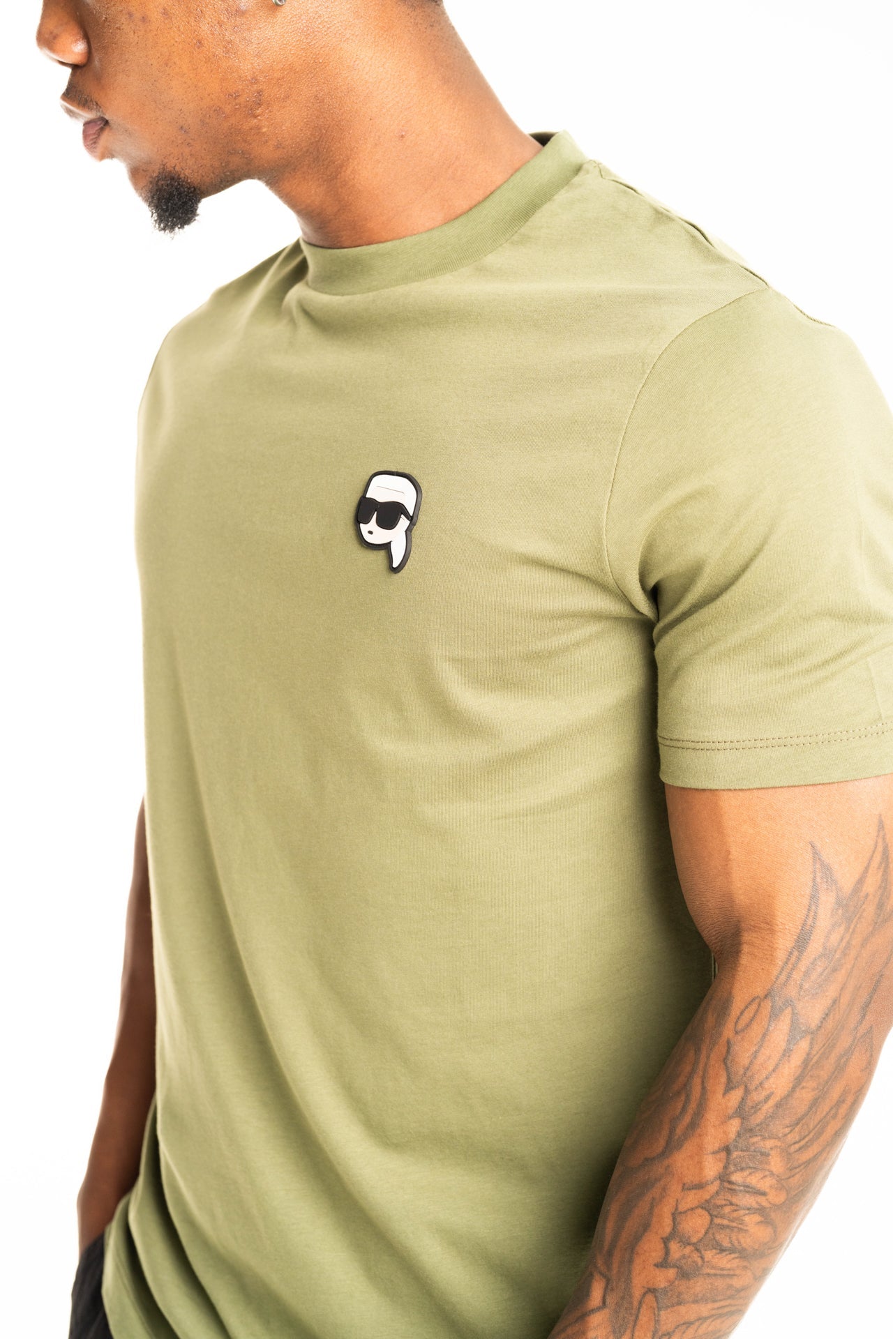 (Core) Karl Lagerfeld Mens Crewneck T Shirt Olive | 755710562224-550