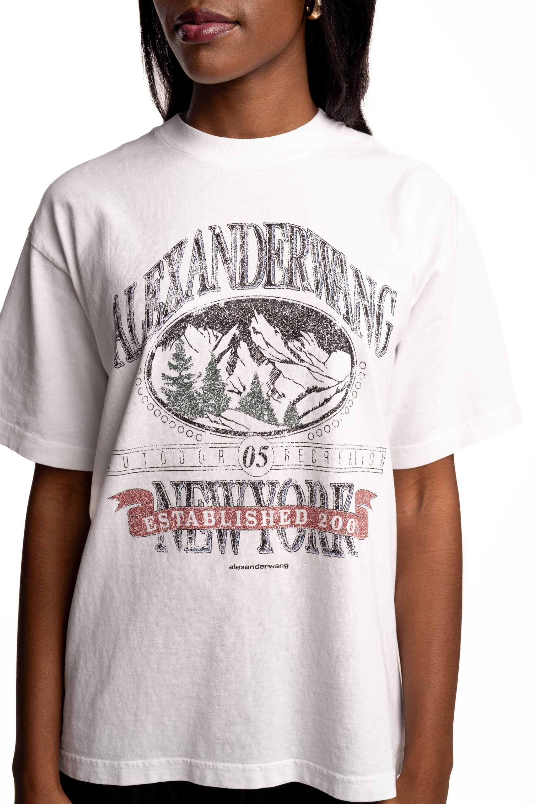 Alexander Wang Short Sleeve T Shirt w/ Graphic Vintage White | UCC4251851-120