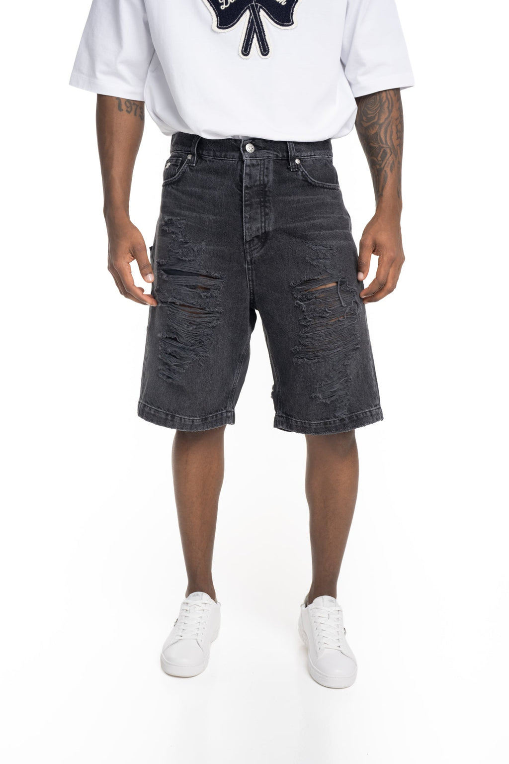 John Richmond Mens Bermuda Denim Omil | RMP26022BEI5-Black0