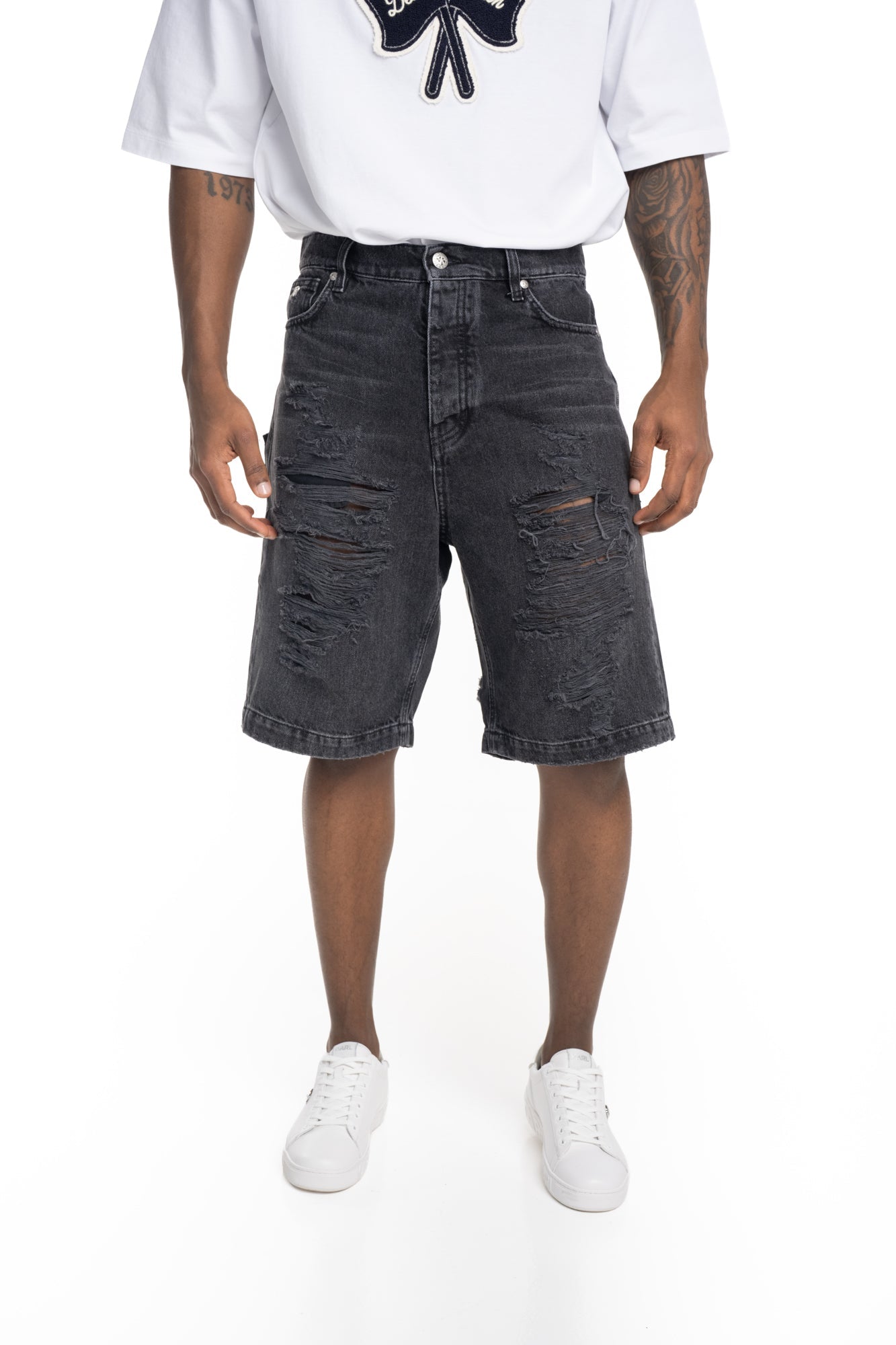 John Richmond Mens Bermuda Denim Omil | RMP26022BEI5-Black0