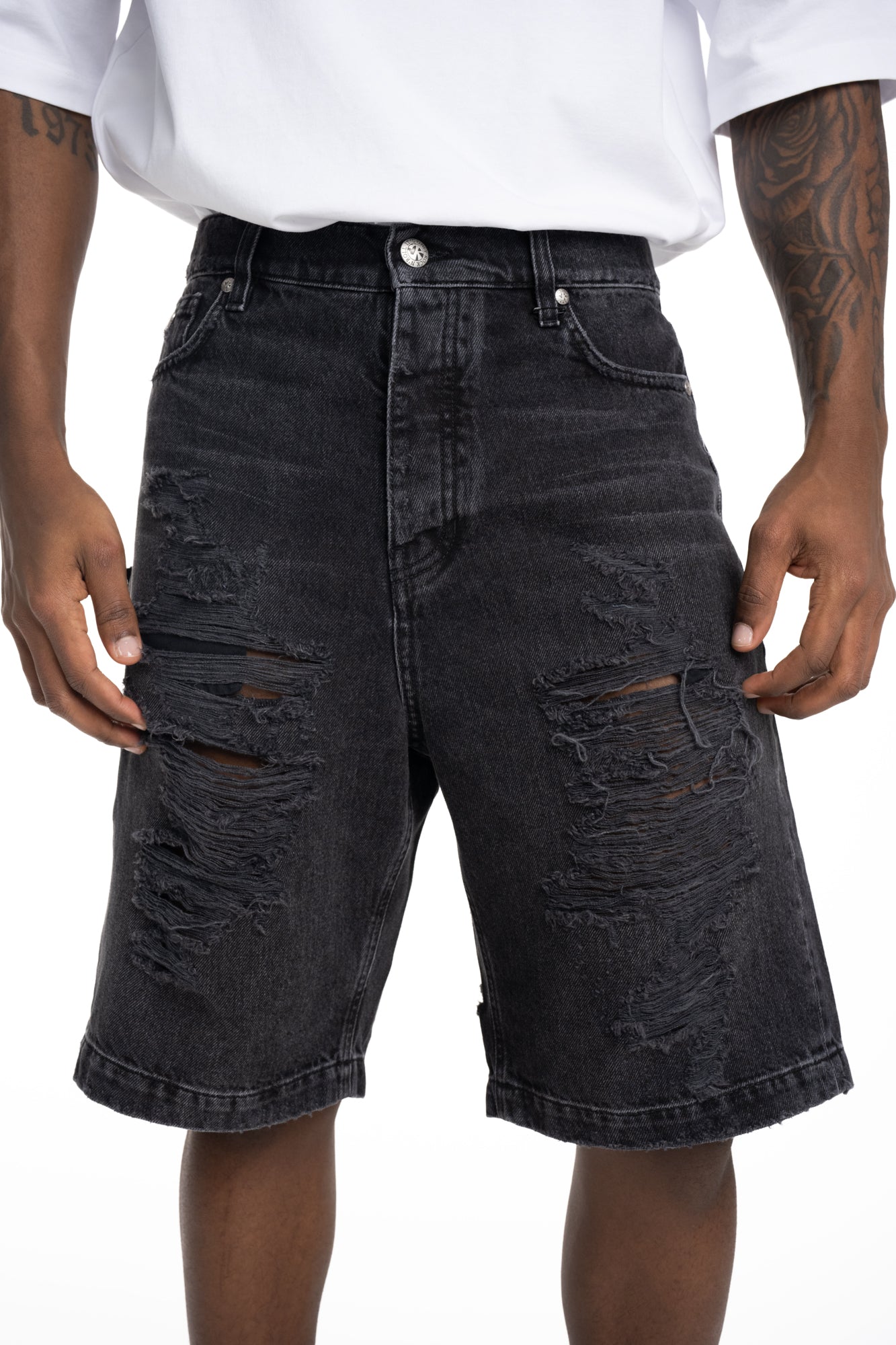 John Richmond Mens Bermuda Denim Omil | RMP26022BEI5-Black0