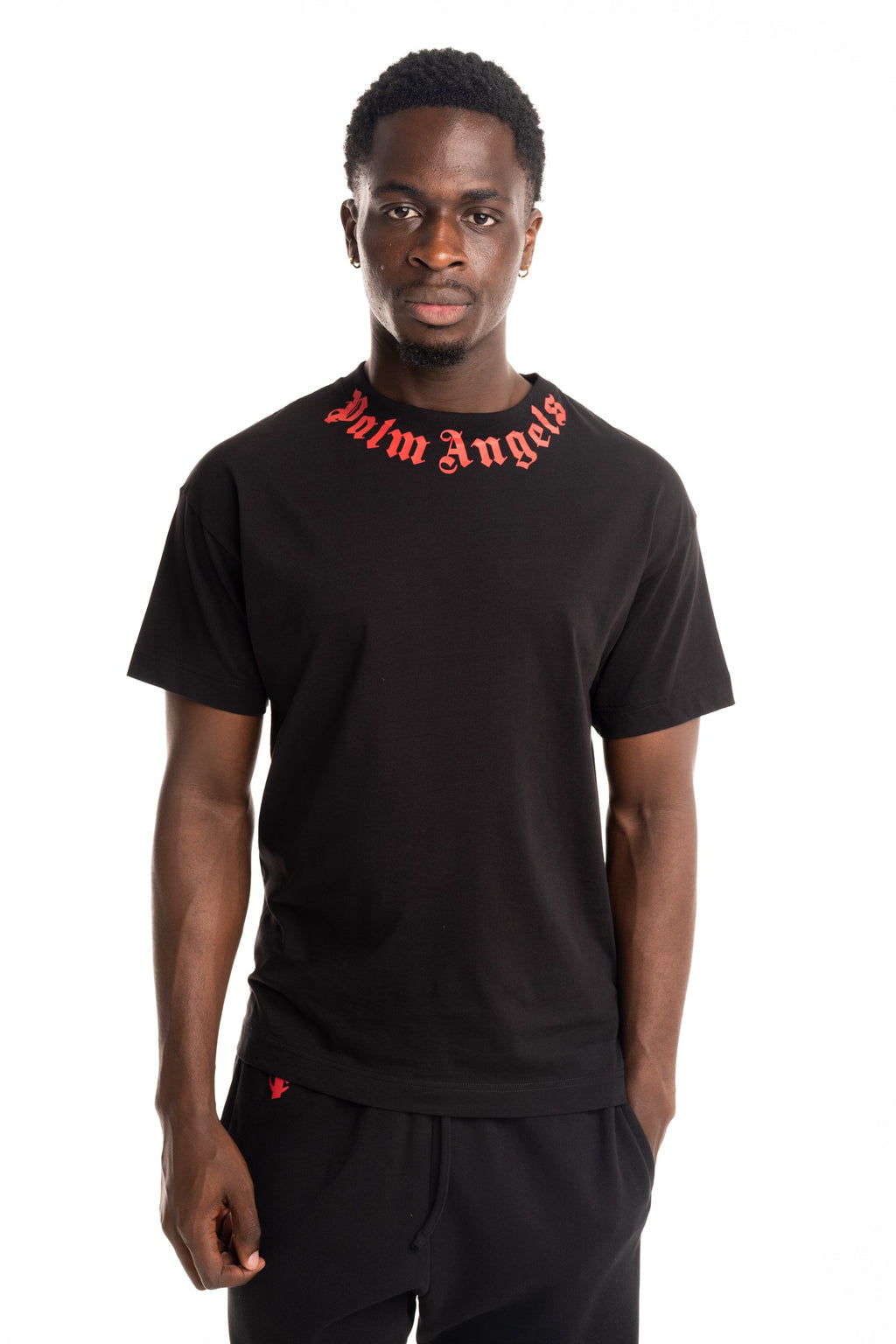 (Core) Palm Angels Men's Neck Logo Regular Tee | PMAA109S26JER008-1025
