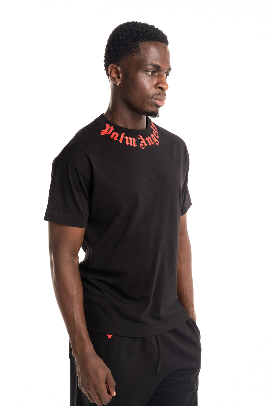 (Core) Palm Angels Men's Neck Logo Regular Tee | PMAA109S26JER008-1025