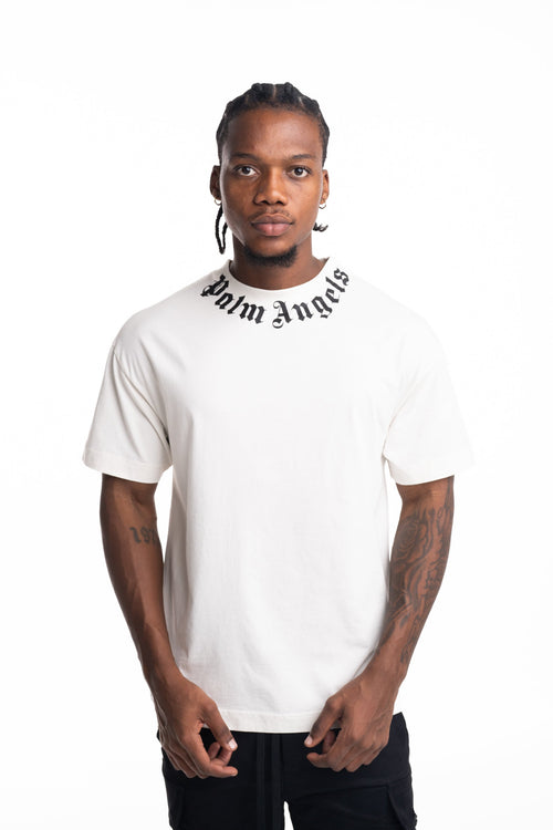 (Core) Palm Angels Men's Neck Logo Regular Tee | PMAA109S26JER008-0310