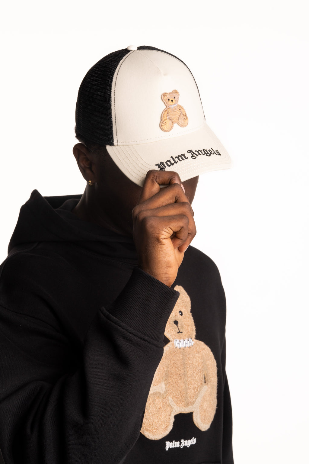 Palm Angels Men's Bear Trucker Cap | PMLB068S26FAB004-0360