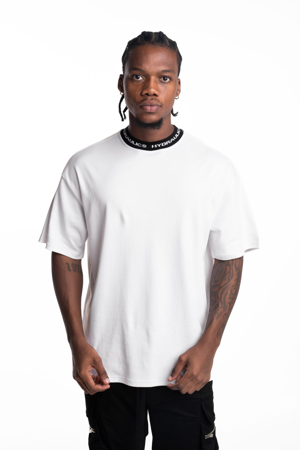 Hydraulics Contrast Branded Ribbing Oversized Fit T Shirt White |